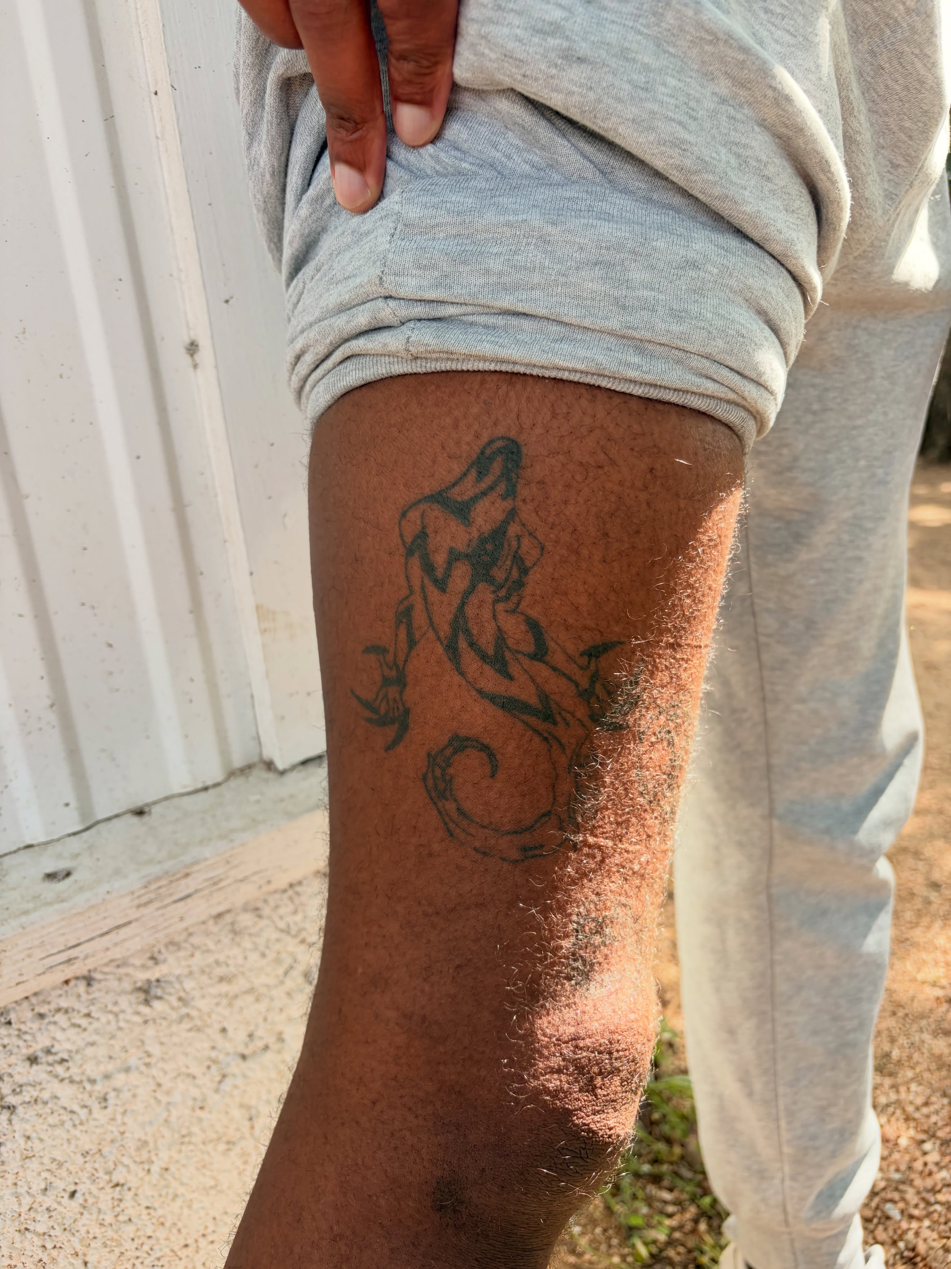 Lizard black and grey tattoo on the forearm by Inky Birdz Tattoos