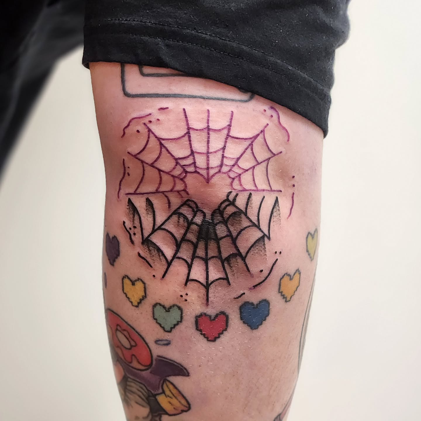 Spiderweb dotwork tattoo on the leg by Sonya ๐ฟ๐ธ๐พ