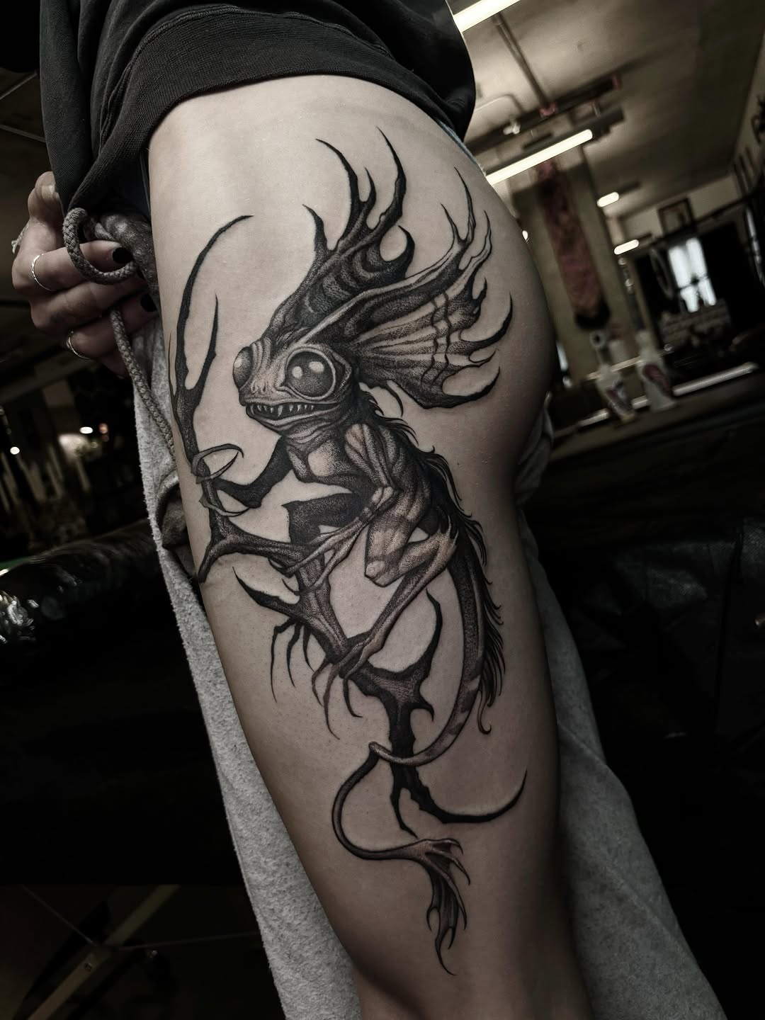Tattoo by @haileypaetztattoos — dark_realism, black_and_grey