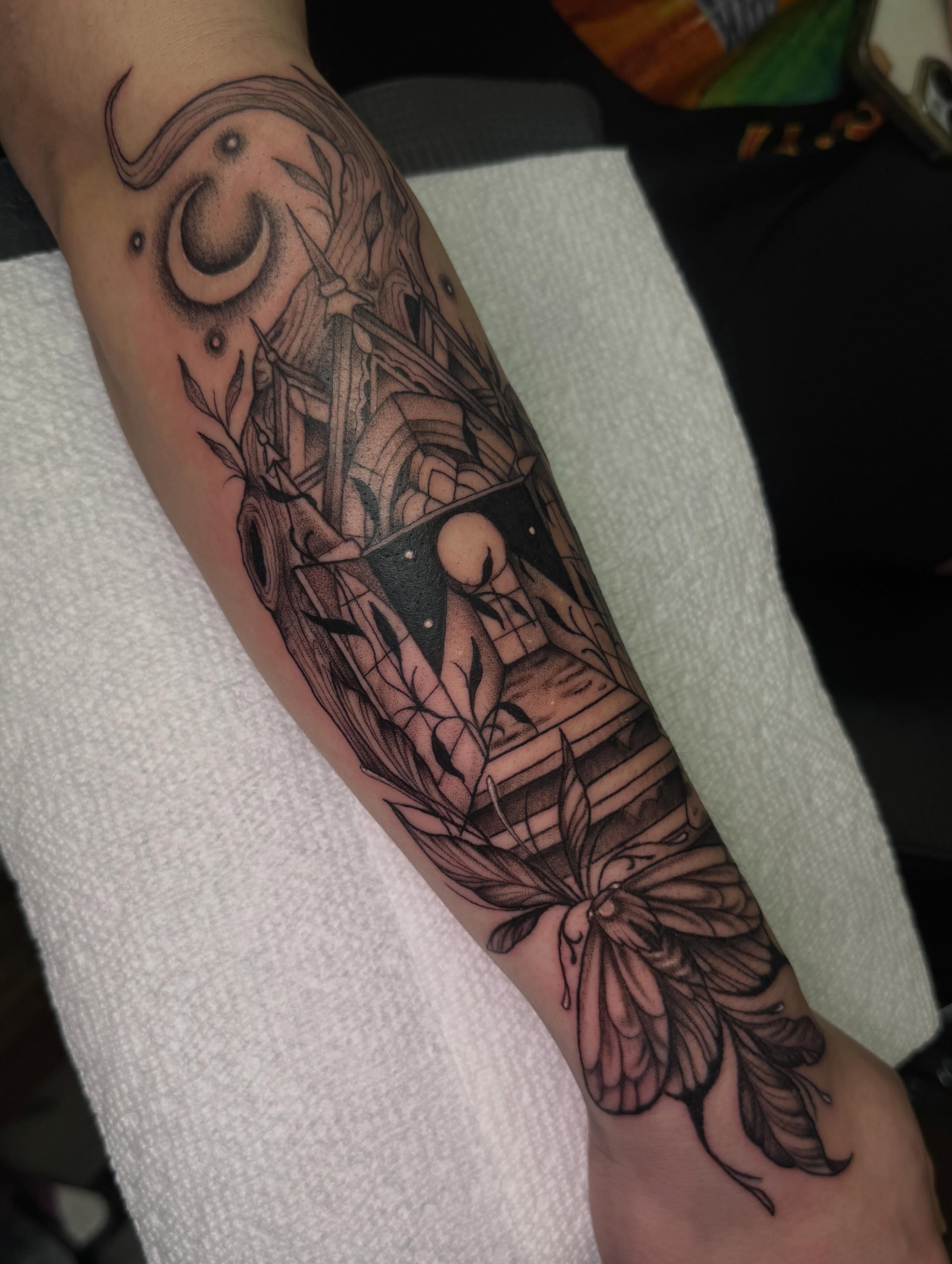 Abstract landscape dotwork tattoo on the forearm by πβ¨ππ₯π’π©ππΆ β¨π