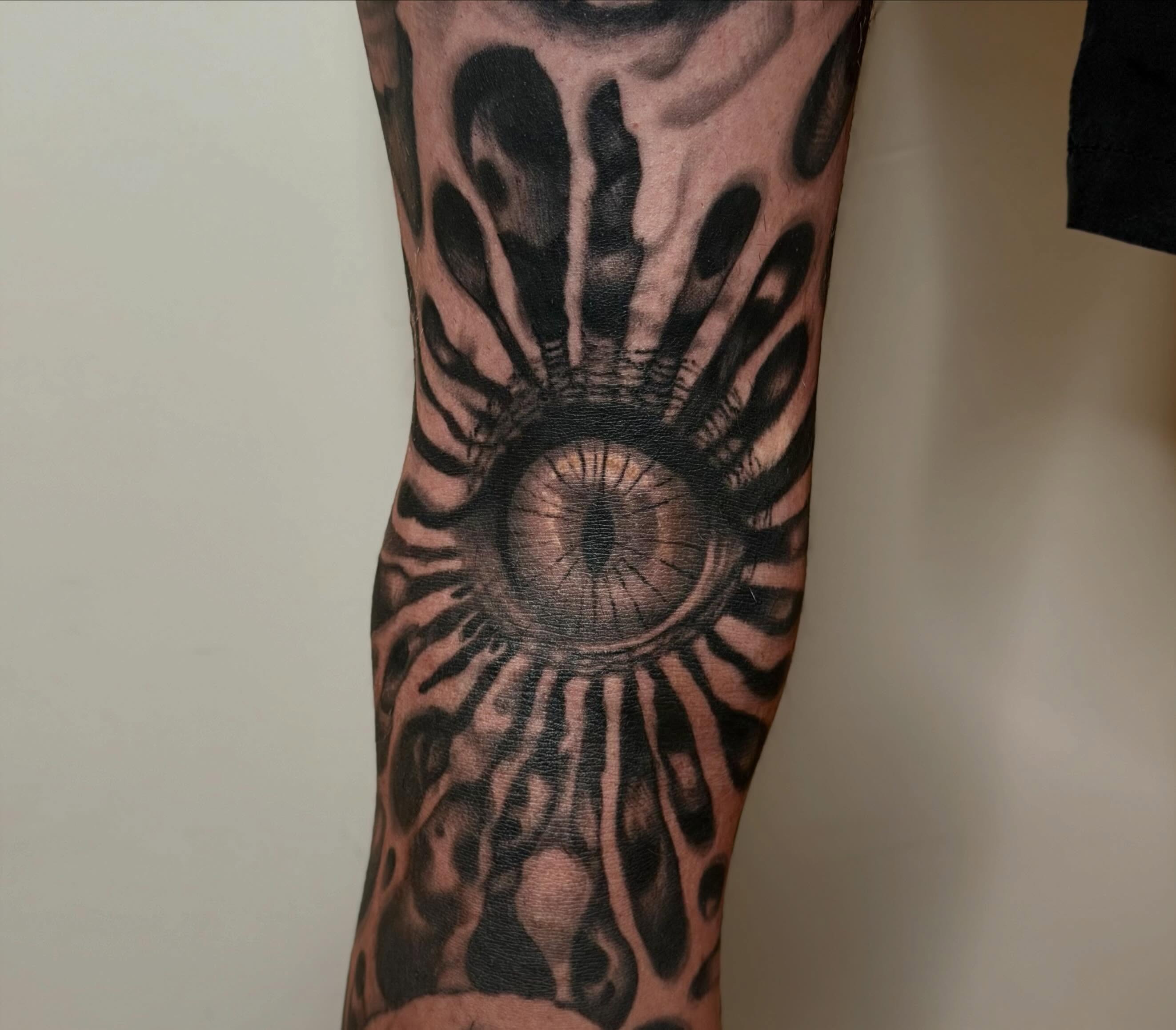 Eye realism tattoo on the forearm by Lissy Red