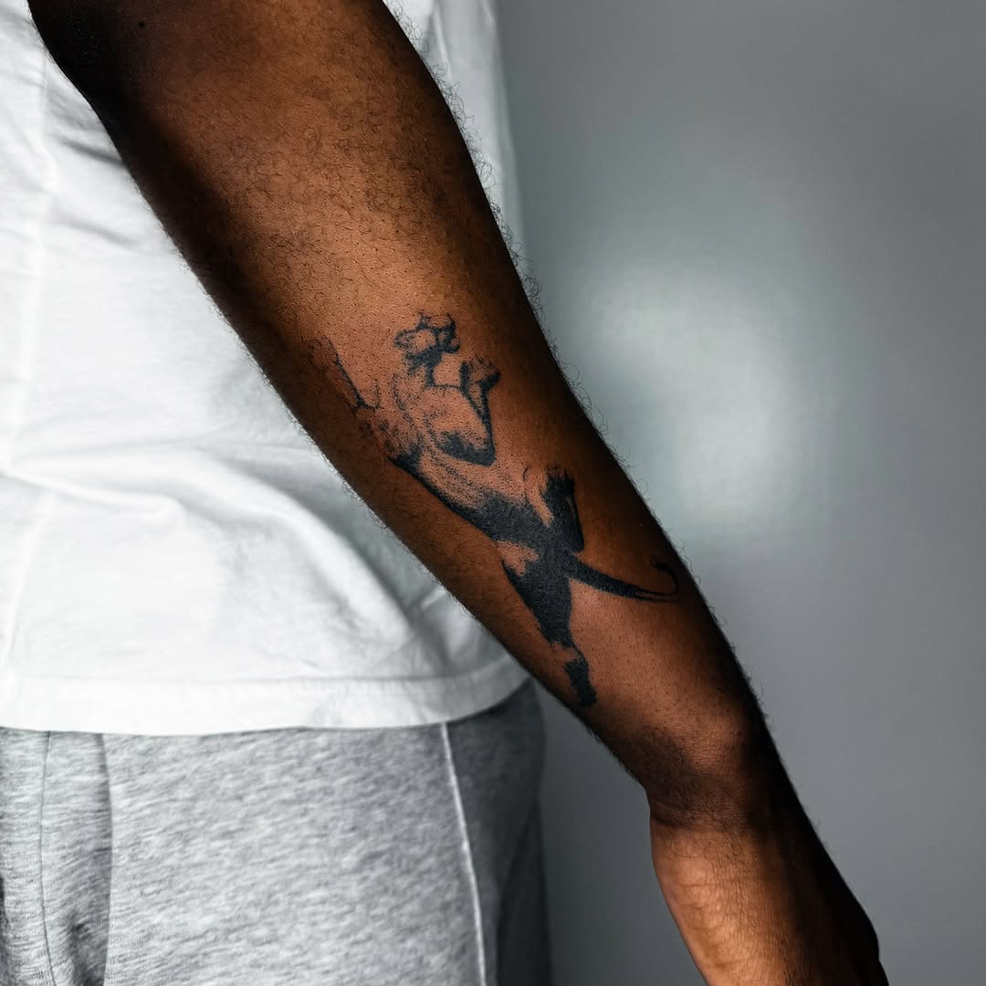Tattoo by @handpokeforever — black_and_grey
