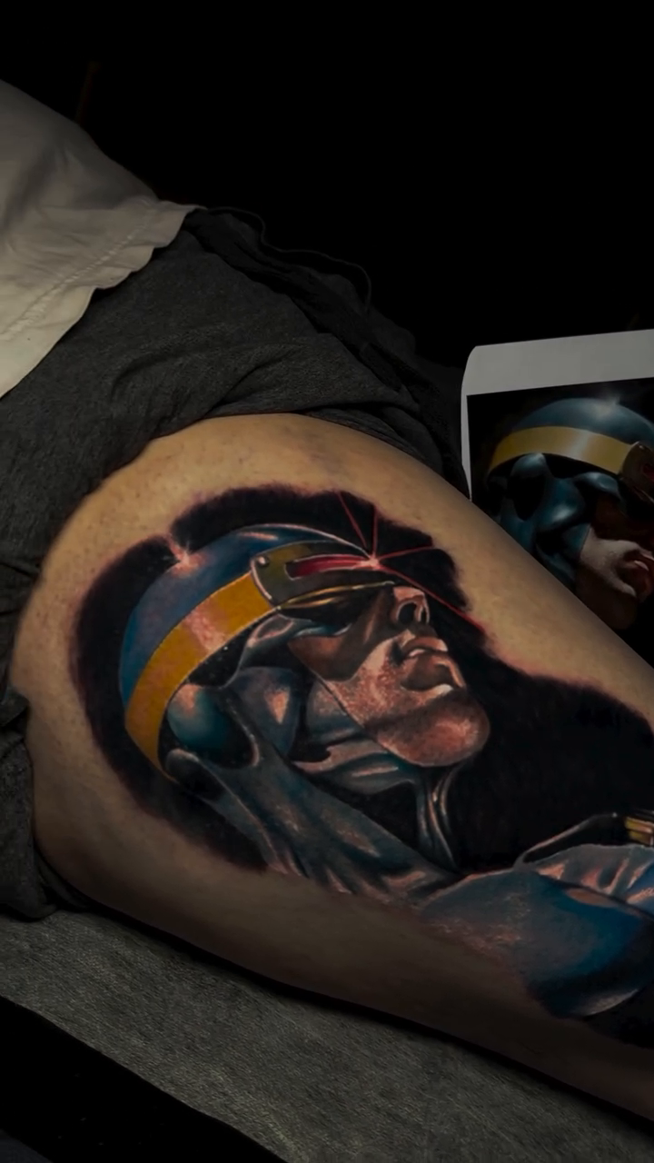 Cyclops from X-Men realism tattoo by Edward best