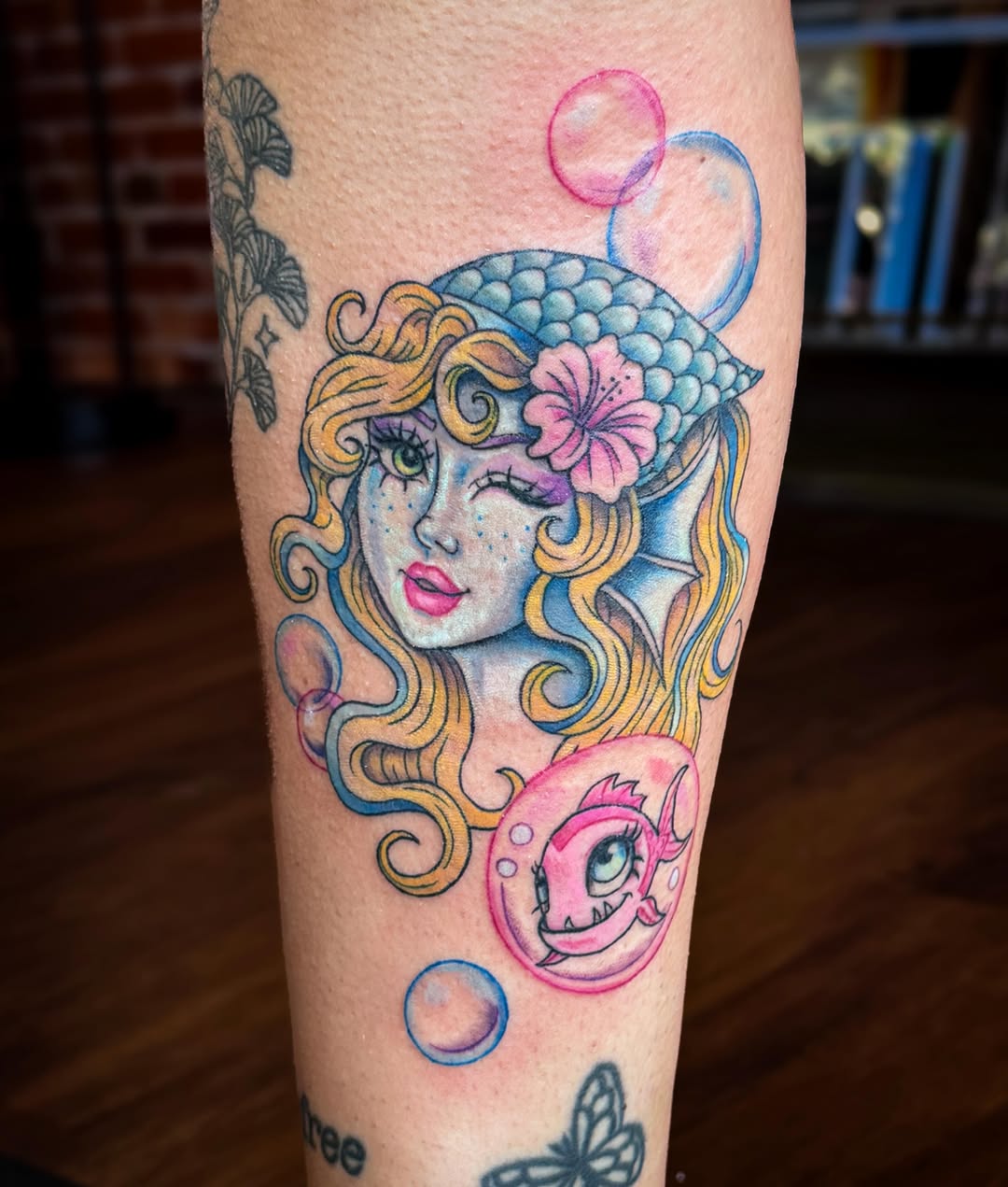 Mermaid new school tattoo on the forearm by Ash✨