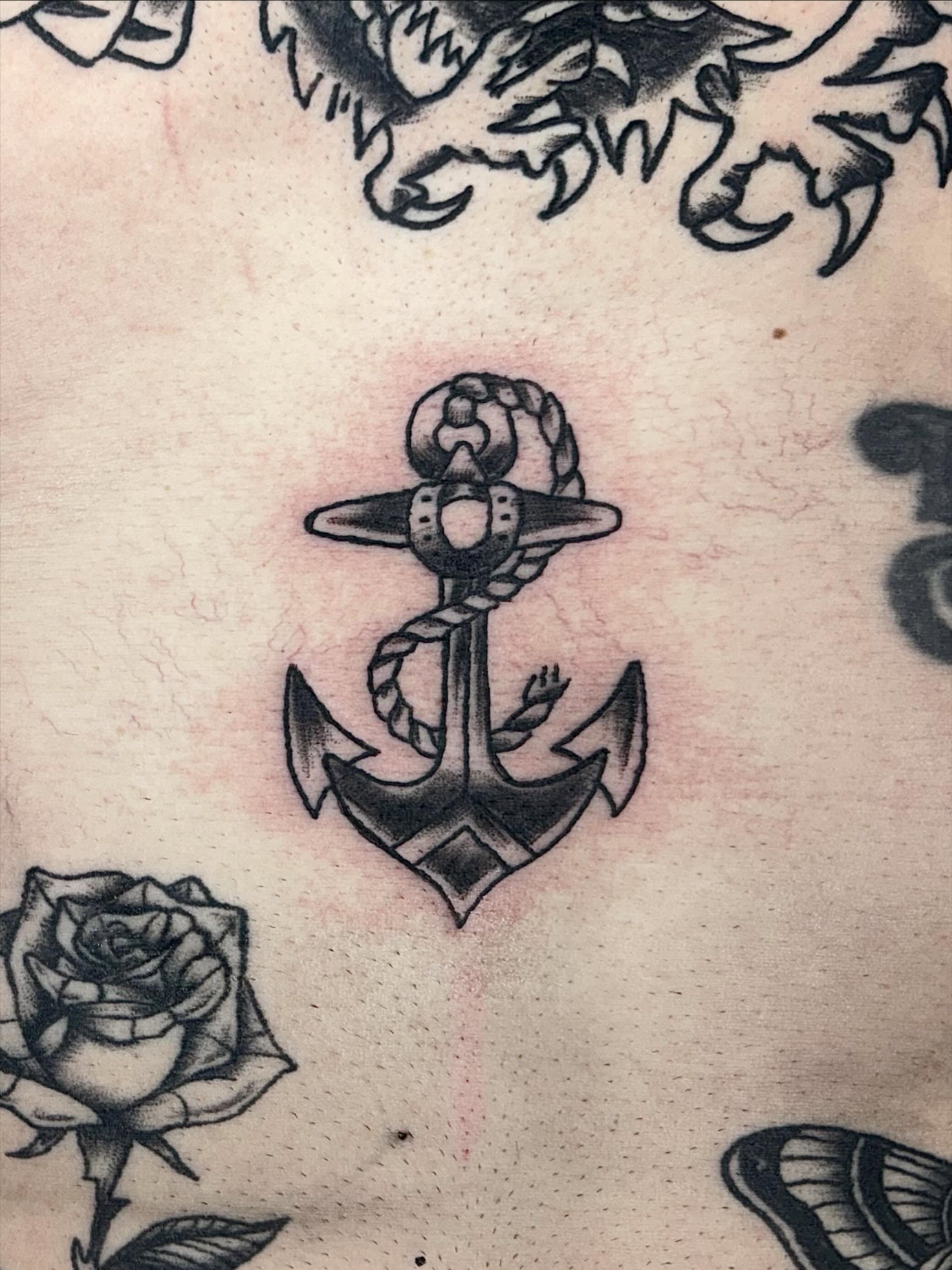 Anchor black and grey tattoo on the torso by ✮ ✄ star ✮ ✄
