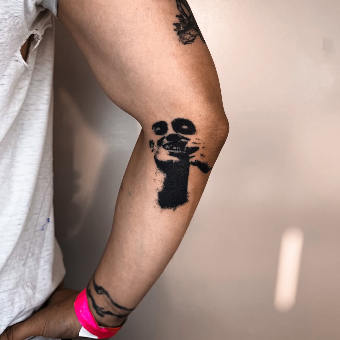 Tattoo by @handpokeforever — black_and_grey