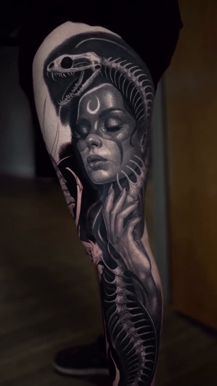 Tattoo by @tattoosbygonzo β dark_realism, black_and_grey