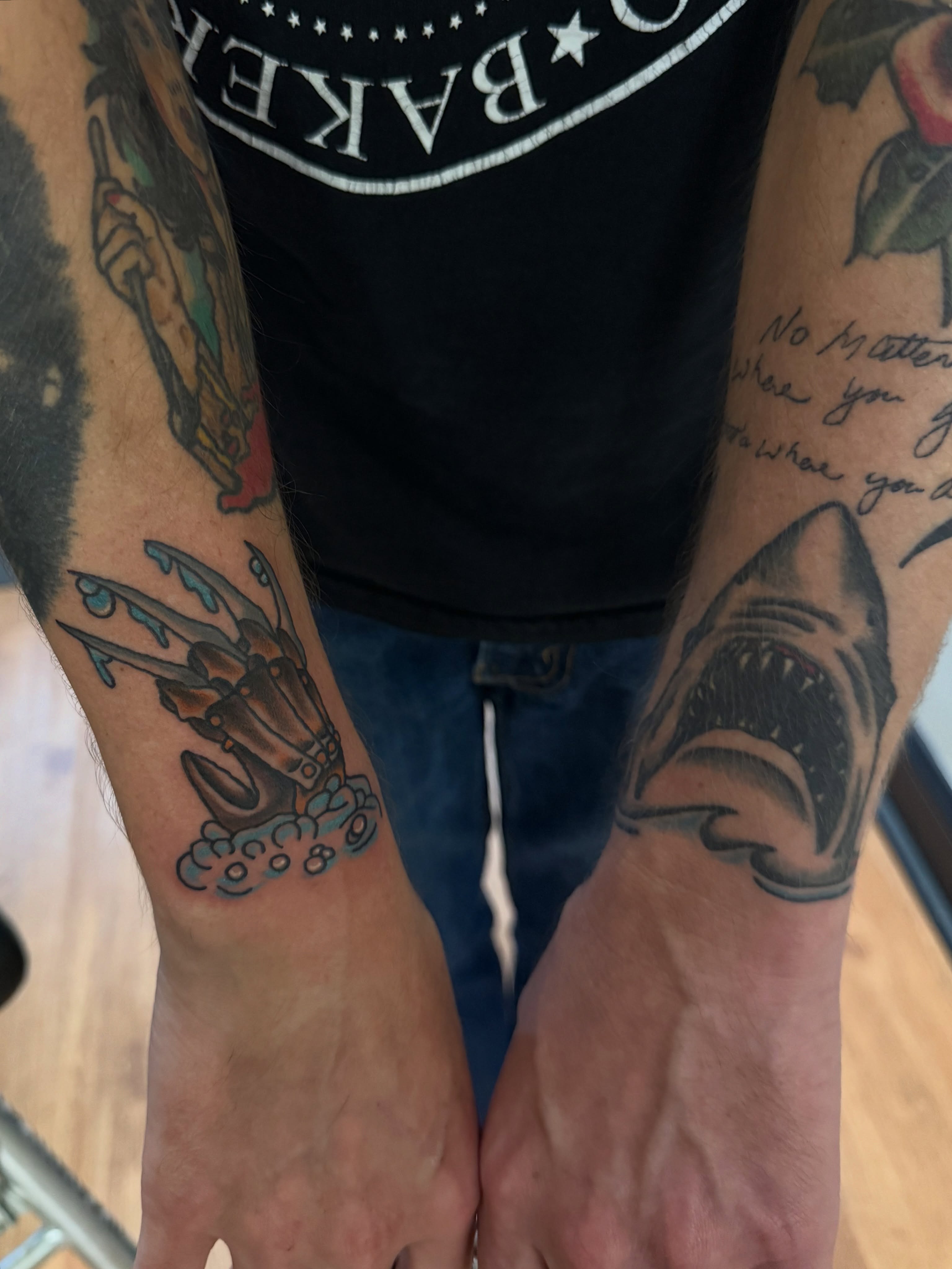 Shark black and grey tattoo on the forearm by @kevingaretz, Jersey City, New Jersey