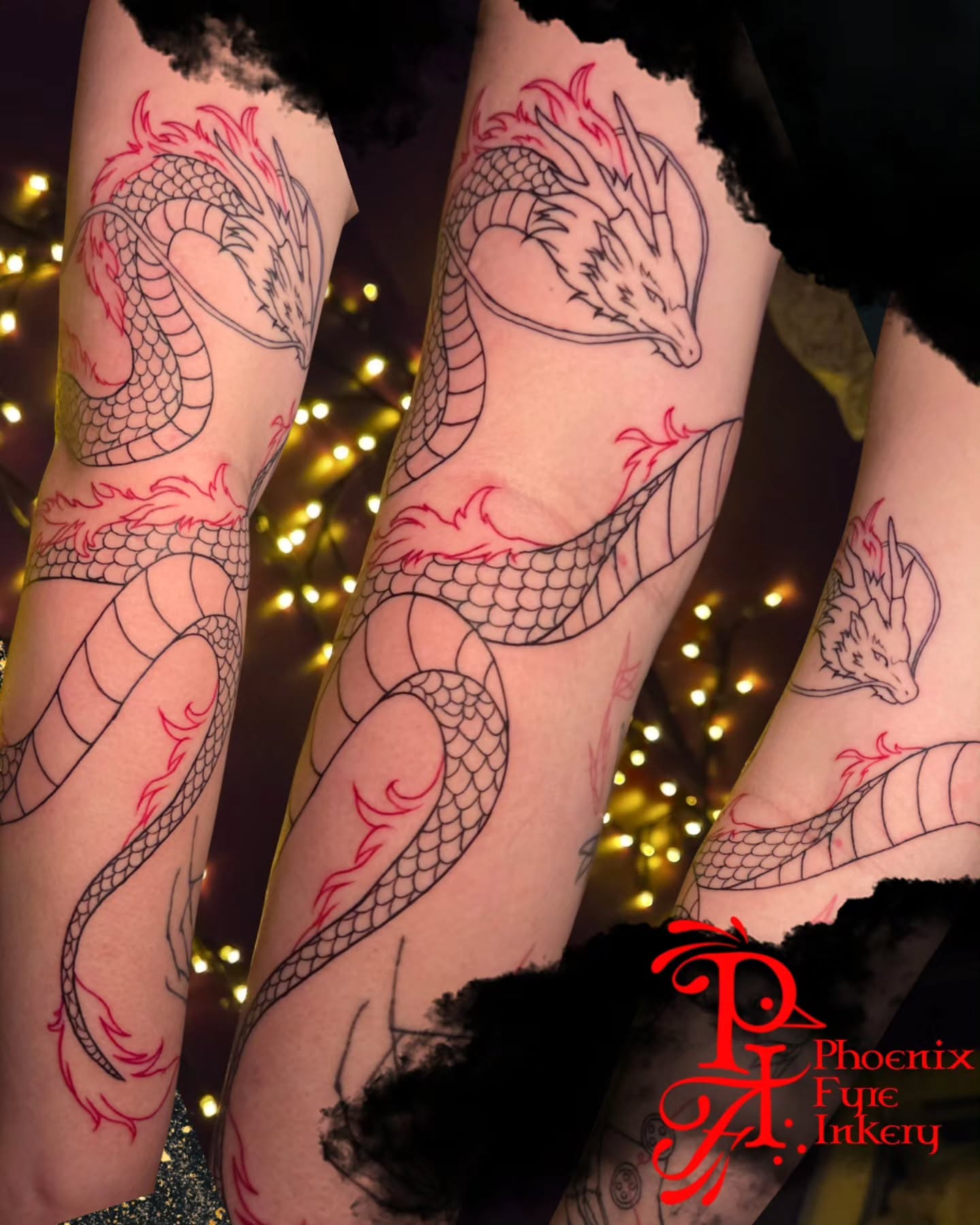 Dragon neo-traditional tattoo on the forearm by 💚Phoenix Taylor💚-Fantasy Neotraditional
