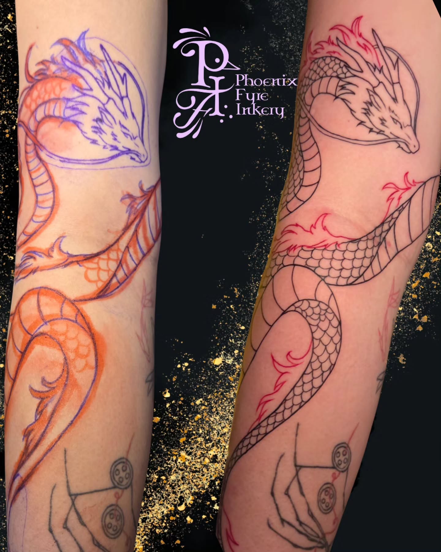 Tattoo by @phoenixfyreinkery — geometric, dotwork