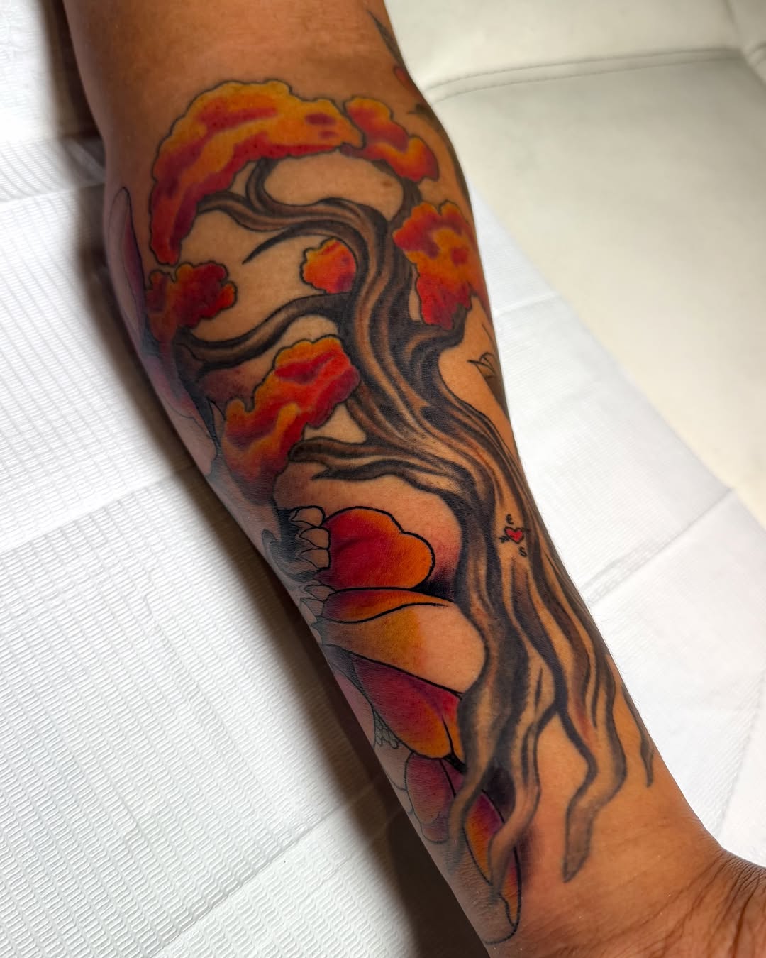Autumn tree japanese irezumi tattoo on the forearm by Tattoos By Lola Cavotta, Willoughby, Ohio