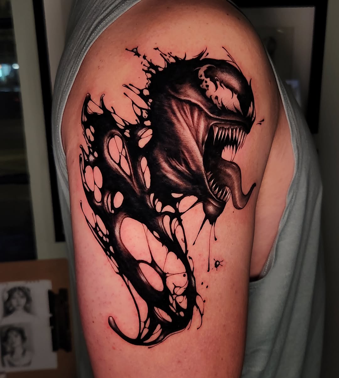 Tattoo by @stone_man720 — dark_realism, blackwork