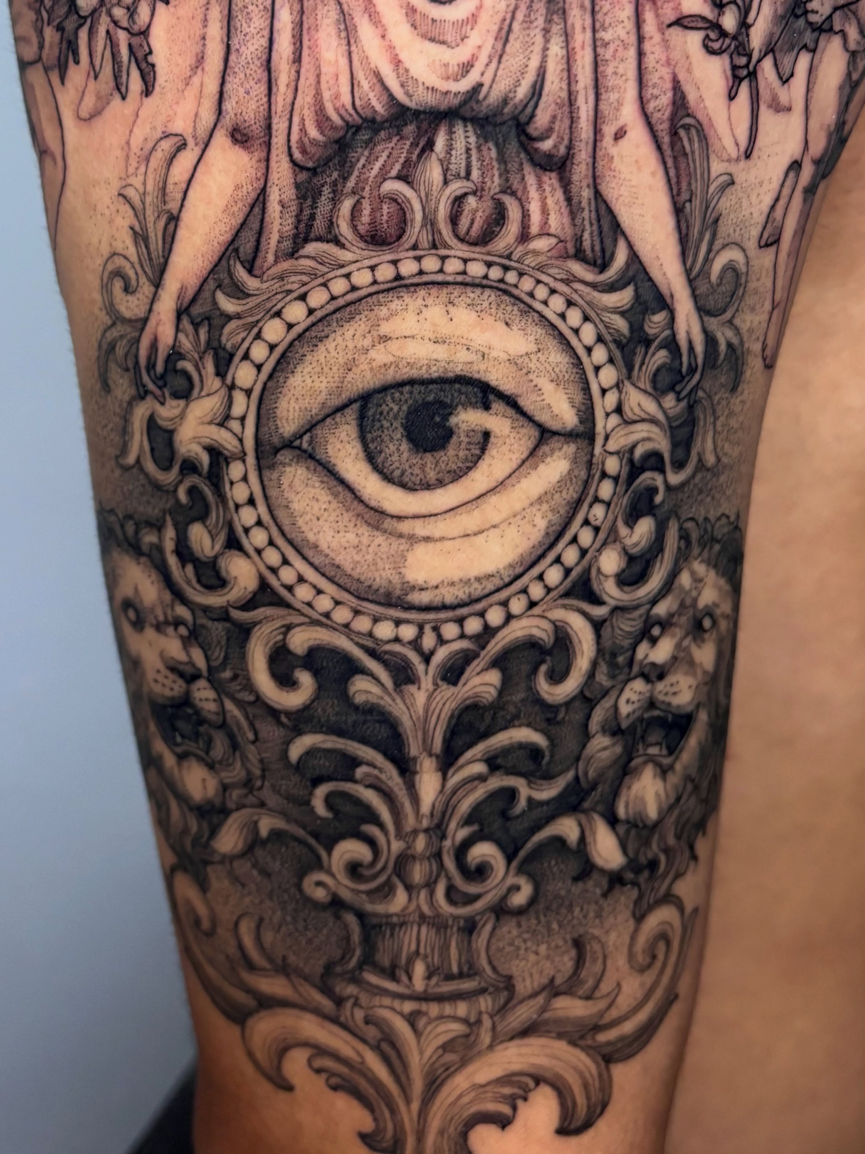 Tattoo by @338tattoo — black_and_grey, ornamental