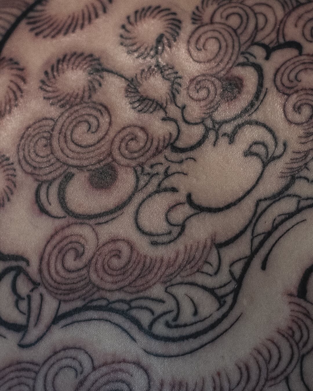 Clouds black and grey tattoo by 홍대타투