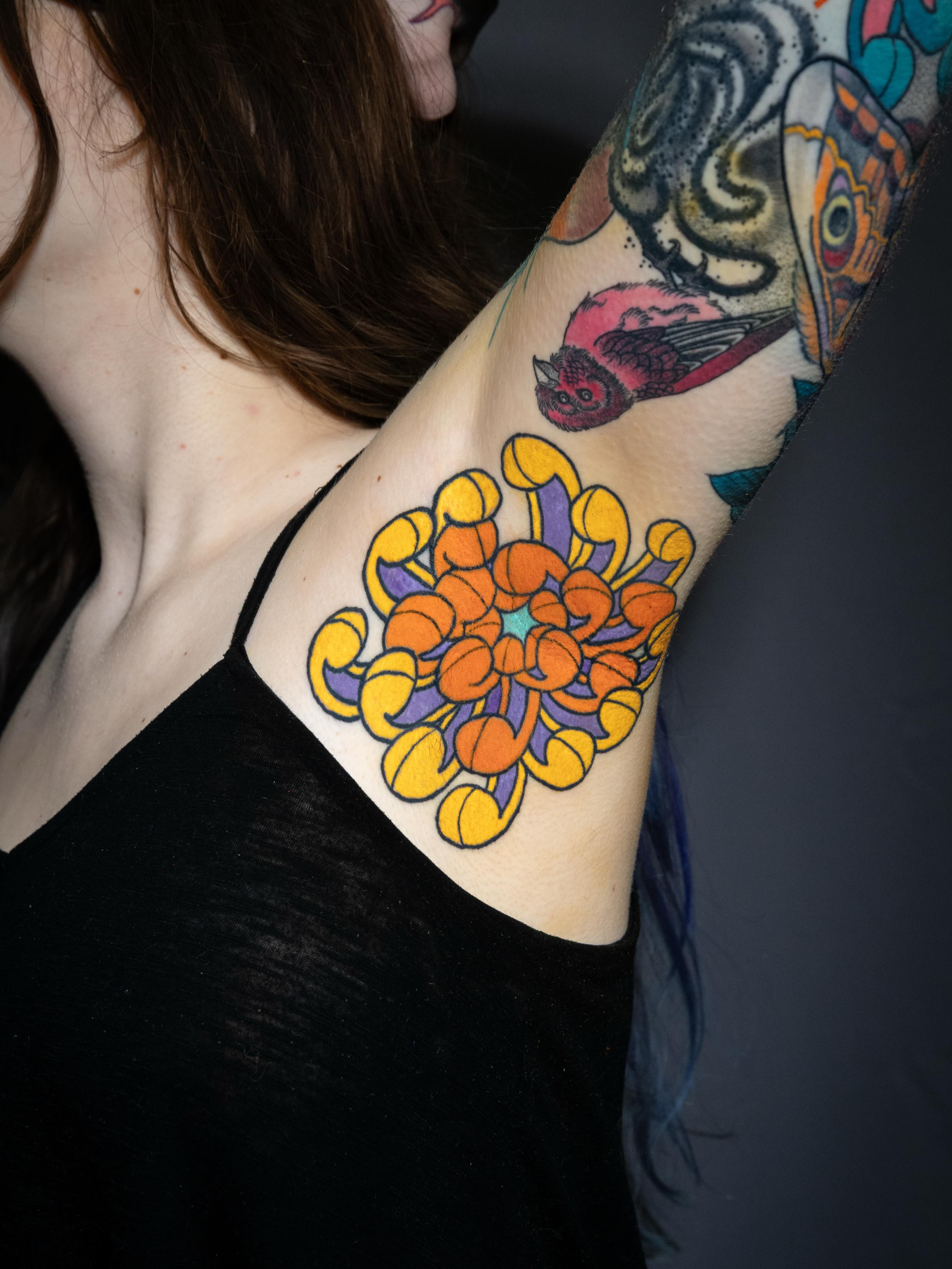 Tattoo by @theredcrownmagic — american_traditional, geometric
