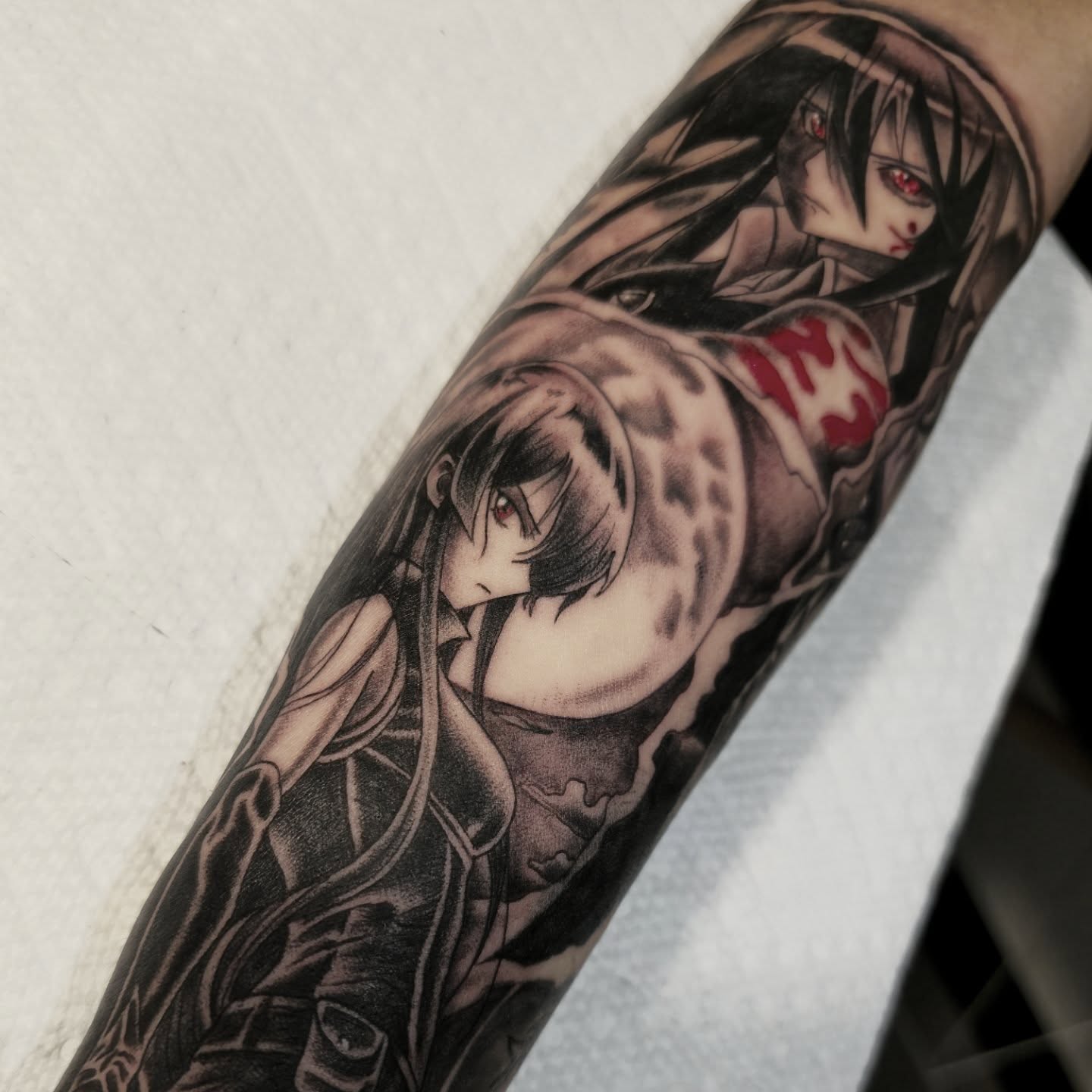 Anime characters anime tattoo on the forearm by Tattoo Artist, Orange, California