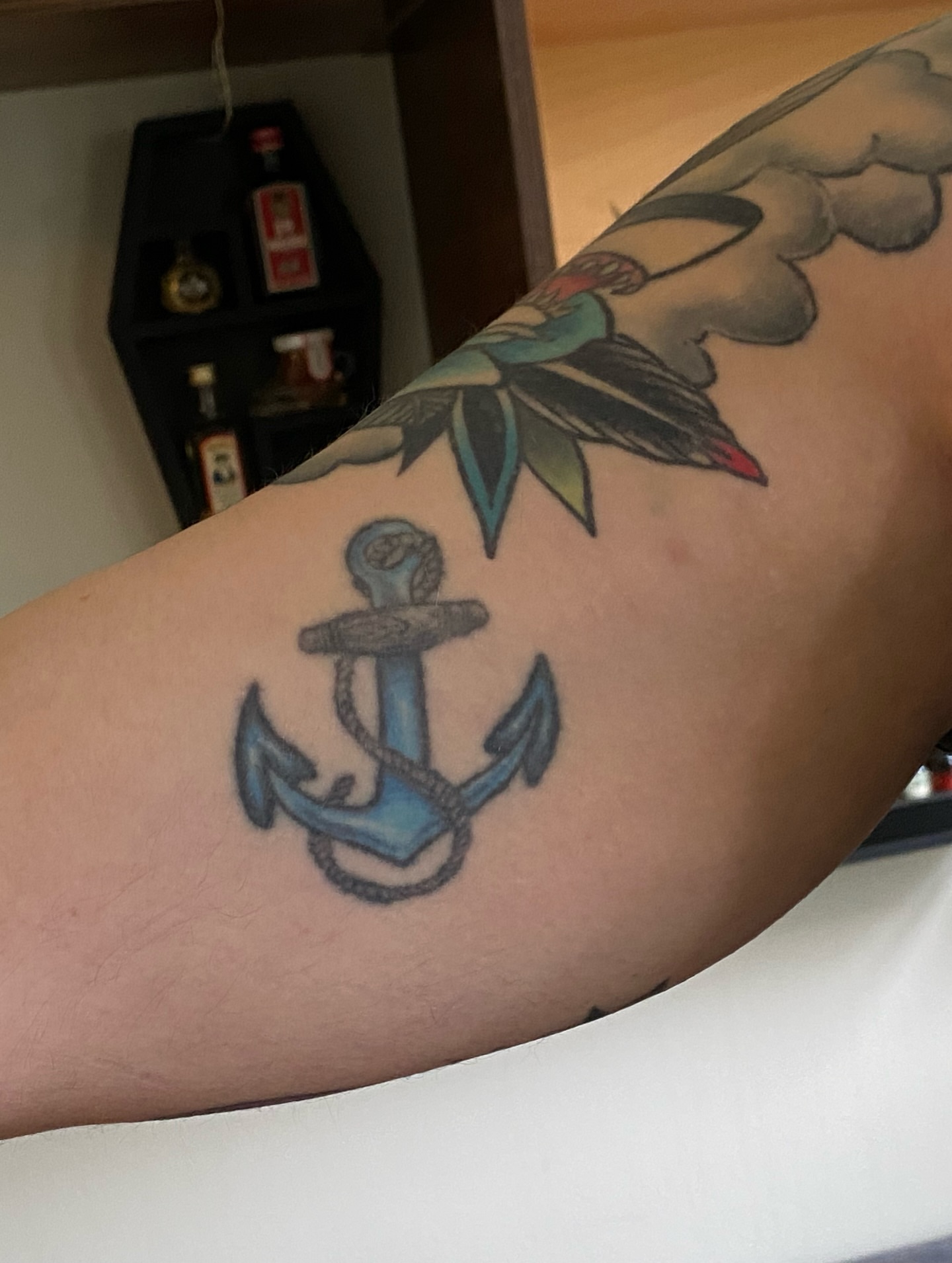 Anchor American traditional tattoo on the forearm by Black and color tattoo!