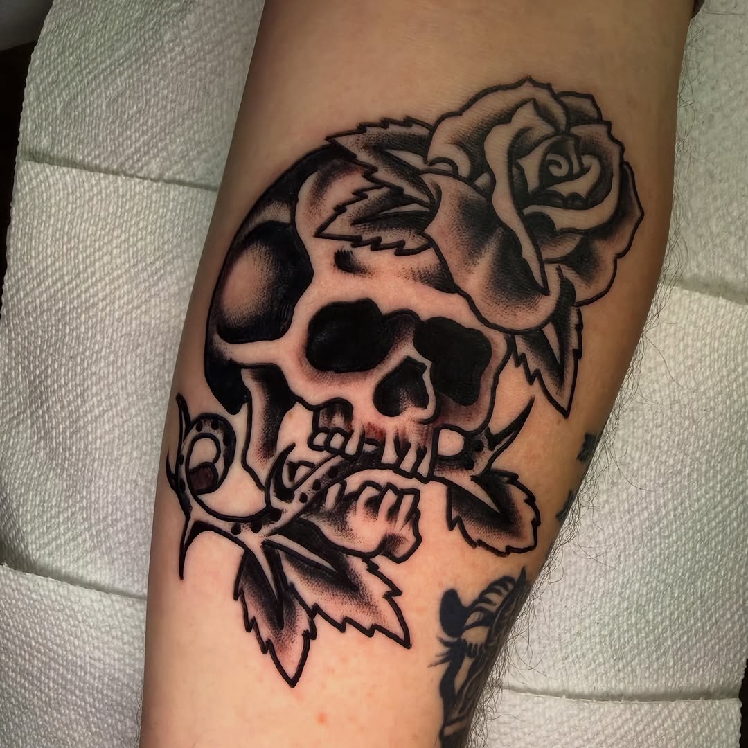 Tattoo by @mikedunntattoo — american_traditional, black_and_grey