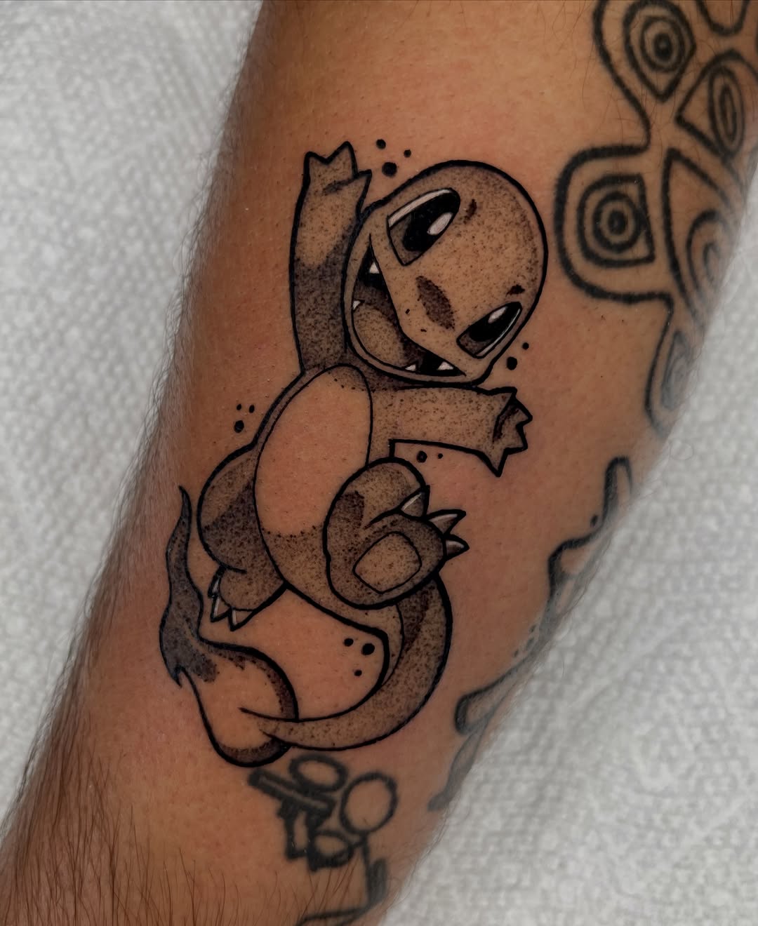 Tattoo by @a.v.tattoos — anime, dotwork