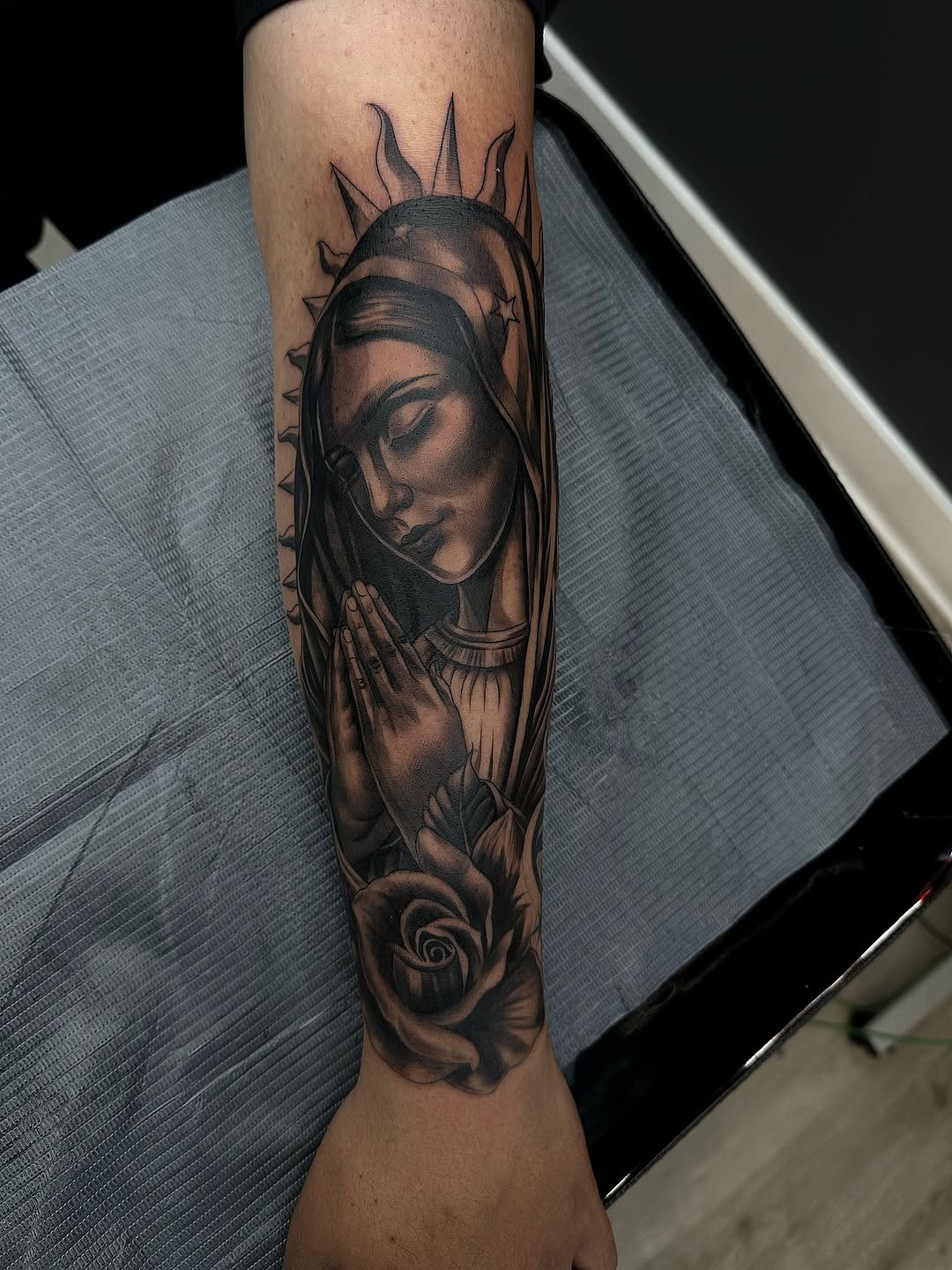 Tattoo by @allbluehundreds — black_and_grey, realism