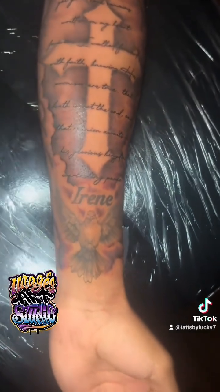 Tattoo by @tattsbylucky7 — lettering_script, black_and_grey