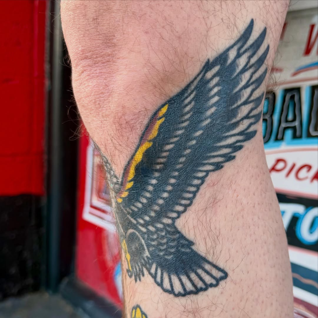 Eagle American traditional tattoo on the forearm by Max mogstad