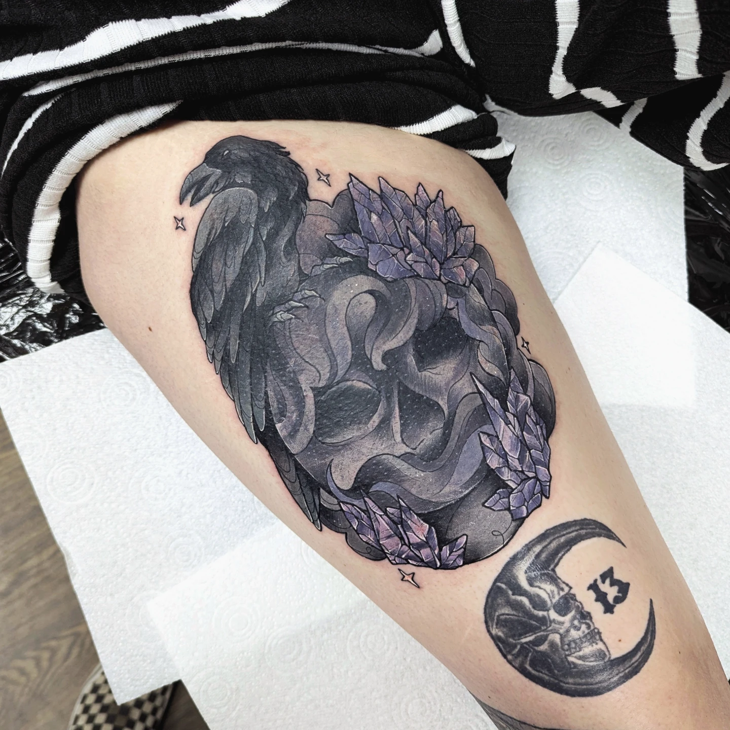 Tattoo by @the.craftcoven — dark_realism, black_and_grey