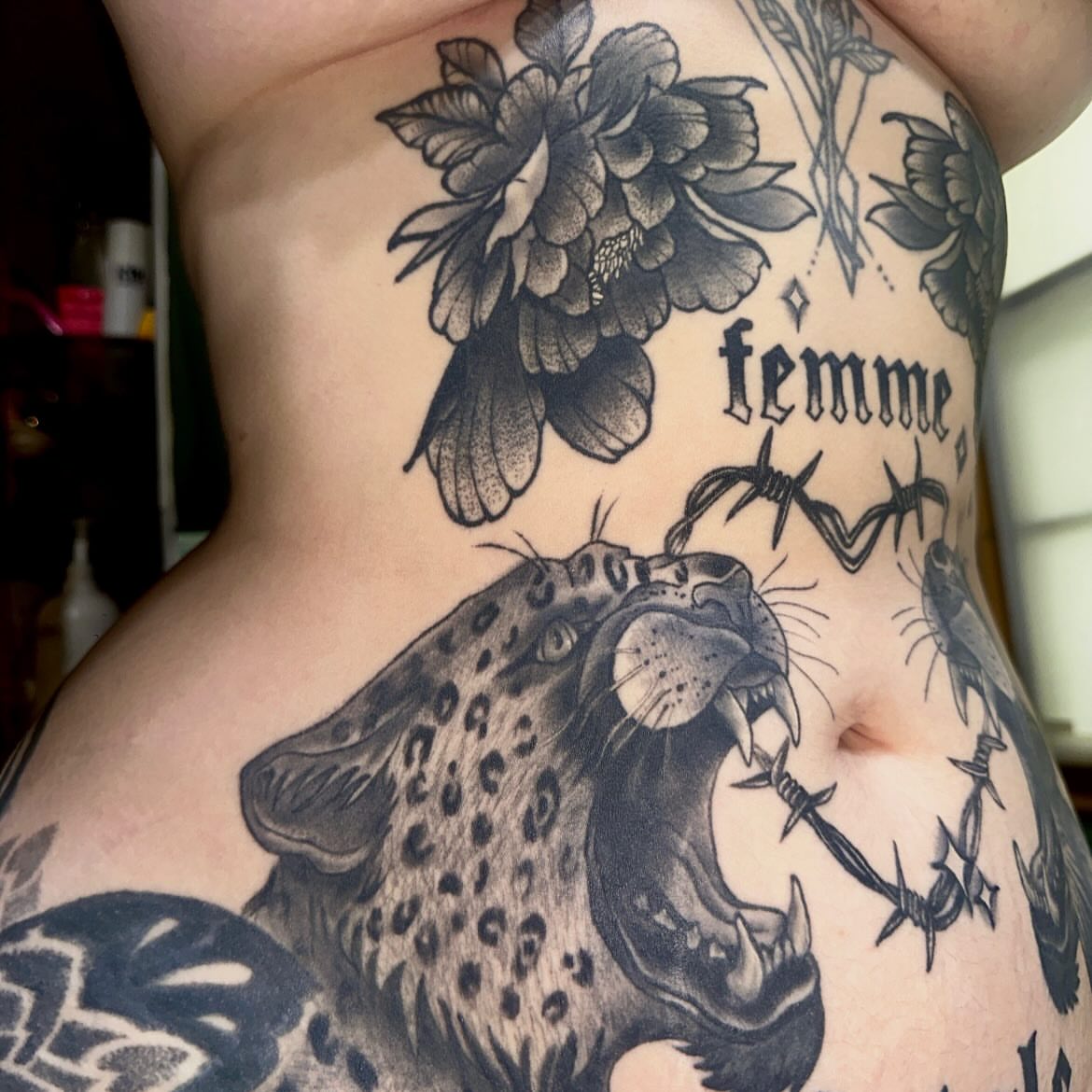 Tattoo by @rottenronnietattoos — black_and_grey, realism
