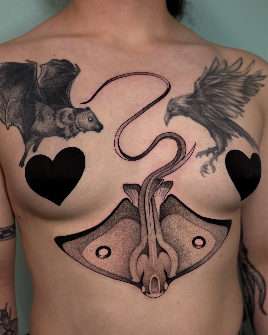 Tattoo by @deerbatstats — dotwork, realism