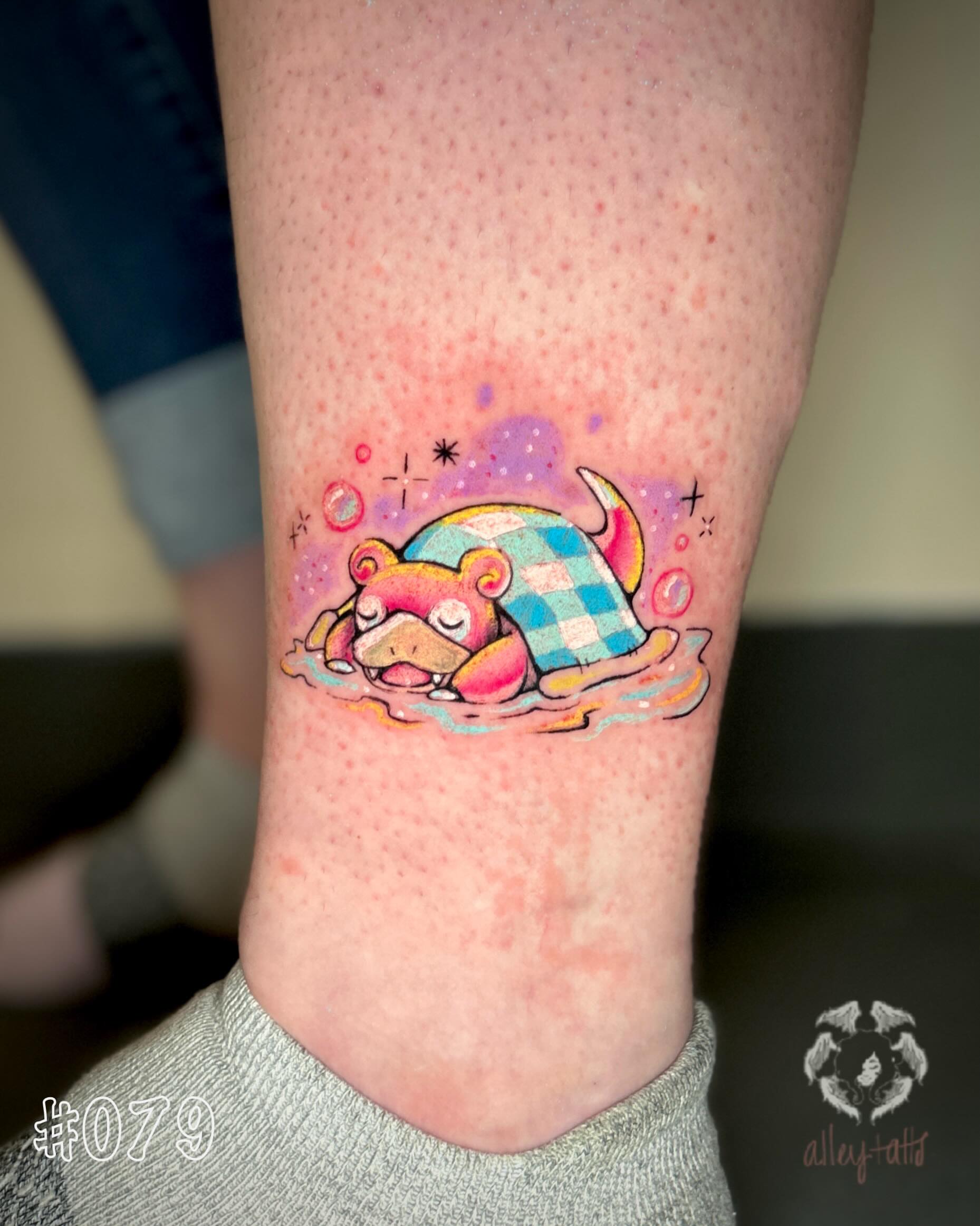 Hippo watercolor tattoo on the forearm by Alex