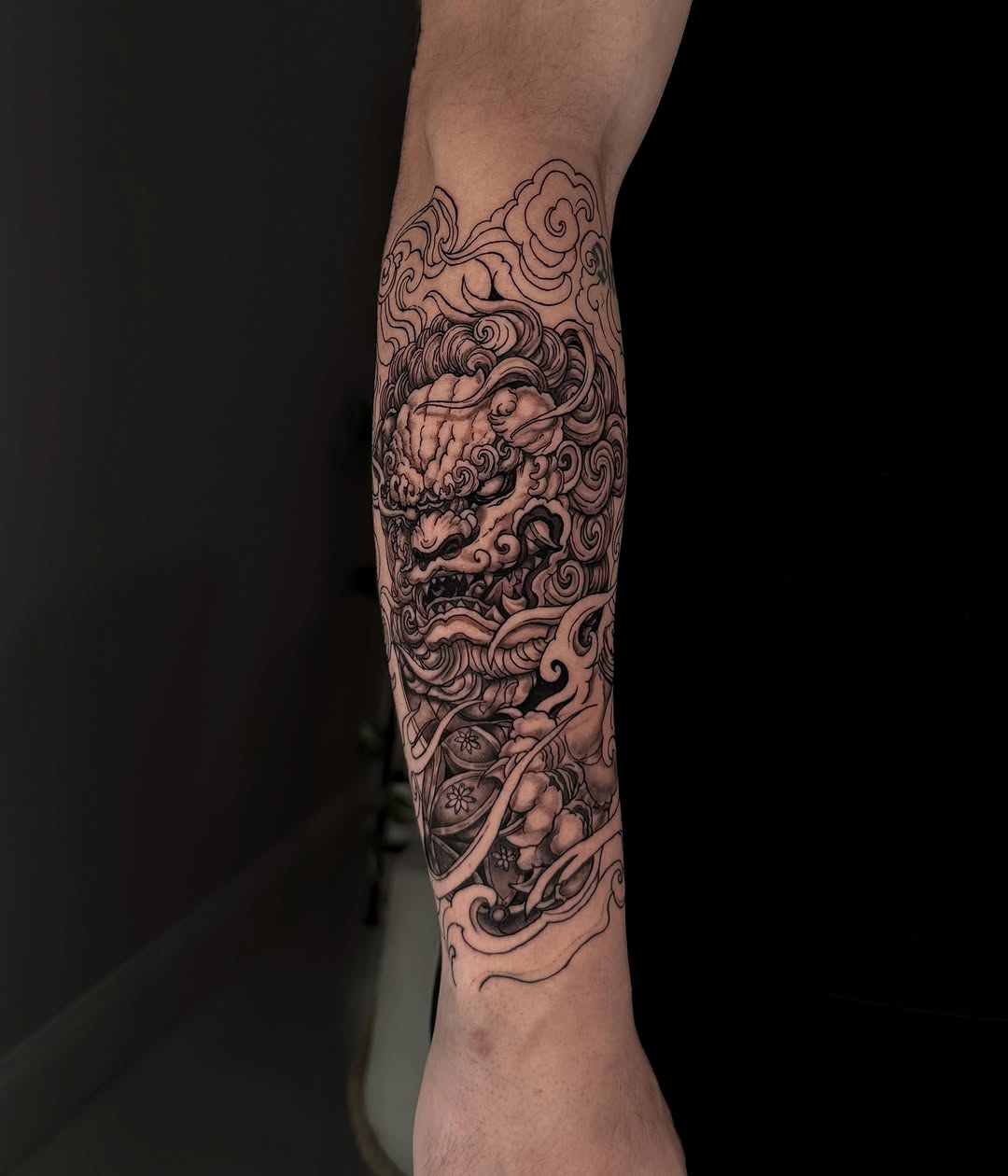 Dragon japanese irezumi tattoo on the forearm by Kai, Charlotte, North Carolina