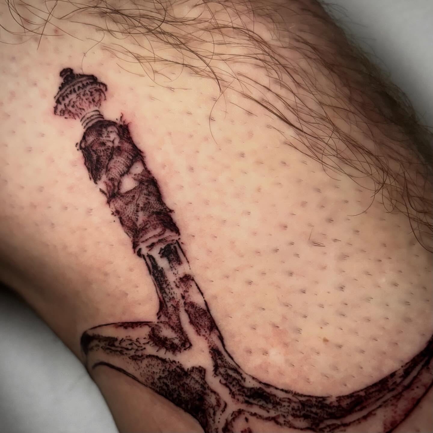 Tattoo by @unknownliquids — black_and_grey