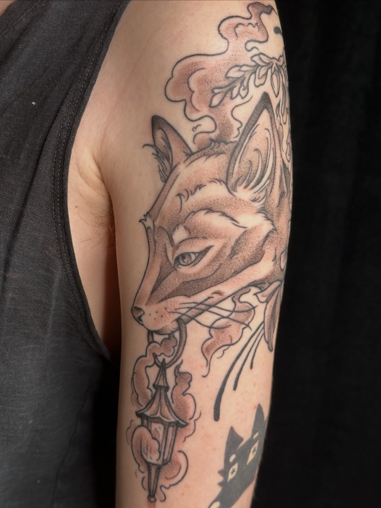Fox dotwork tattoo on the forearm by Summer Shield