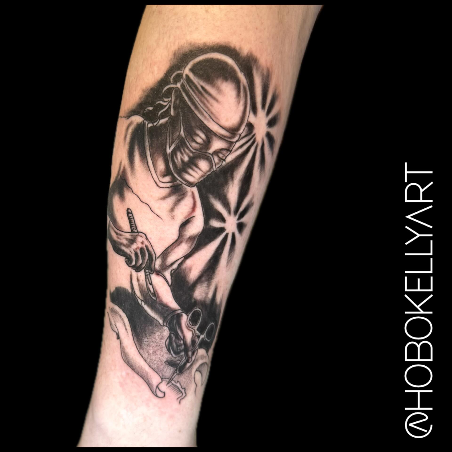Tattoo by @hobokellyart โ black_and_grey