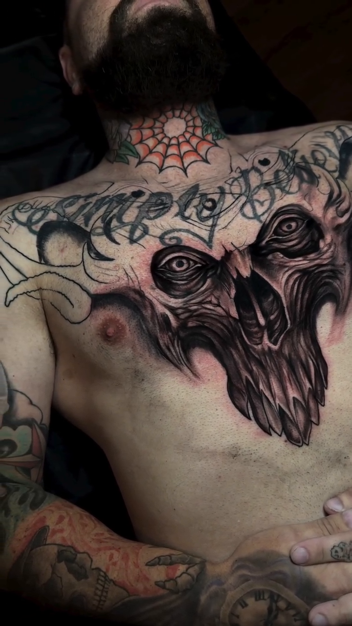 Tattoo by @coreyryantattoo — dark_realism, black_and_grey