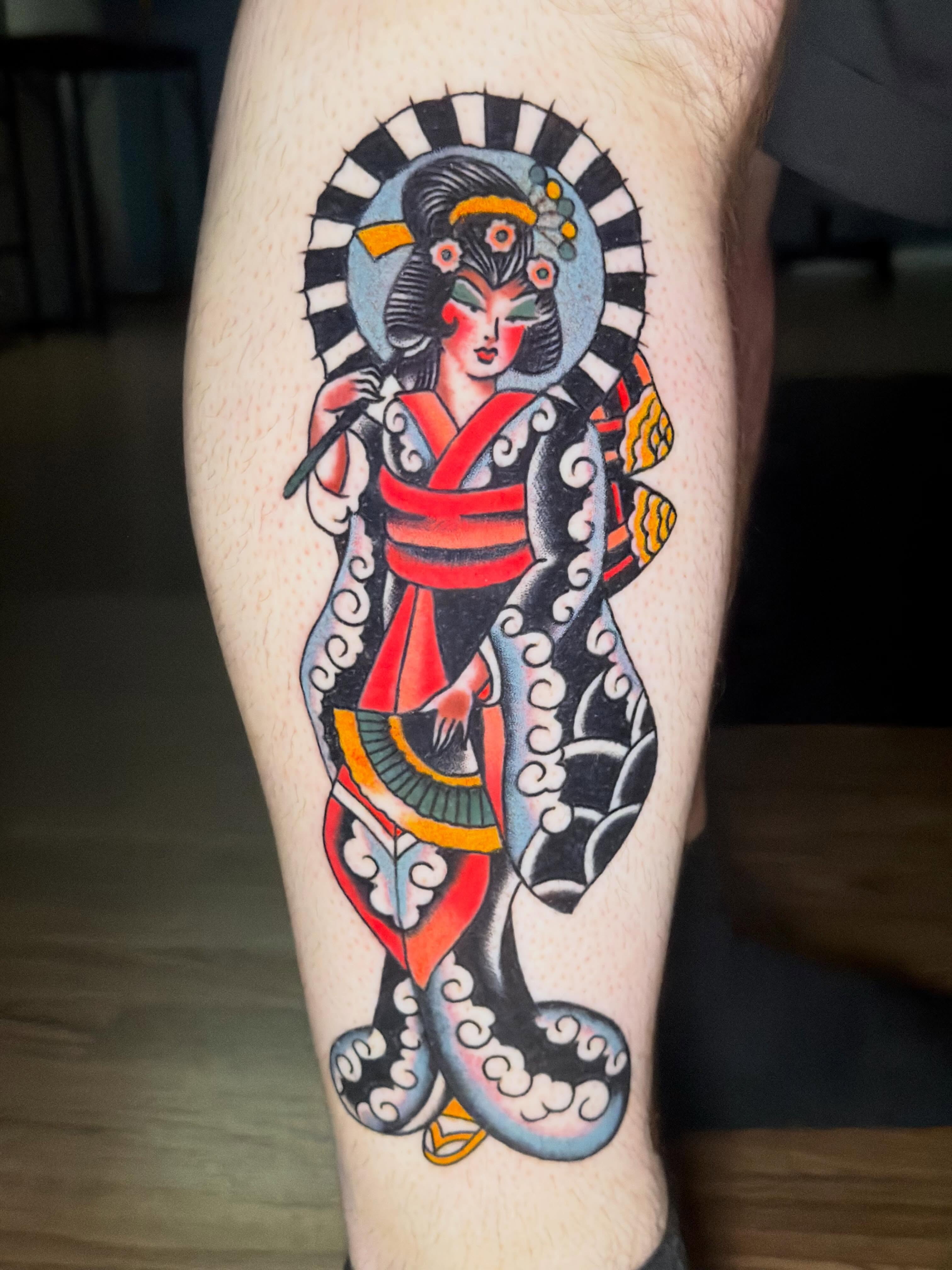 Geisha American traditional tattoo on the forearm by ๐
๐ฆ๐๐ซ๐ ๐ ๐๐ข๐ฉ๐ฆ๐ ๐ฆ๐ ๐๐๐ฏ๐ฆ๐