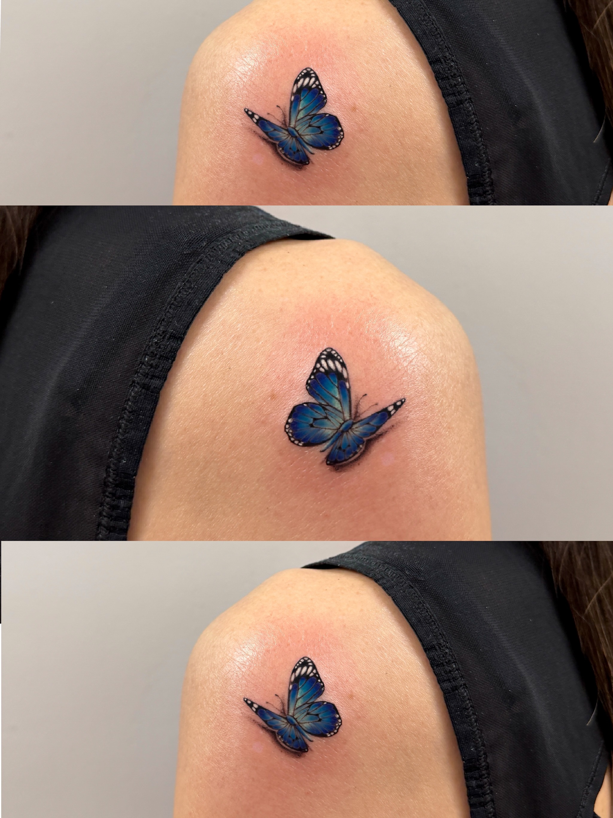 Butterfly realism tattoo on the shoulder by Hery Anwar