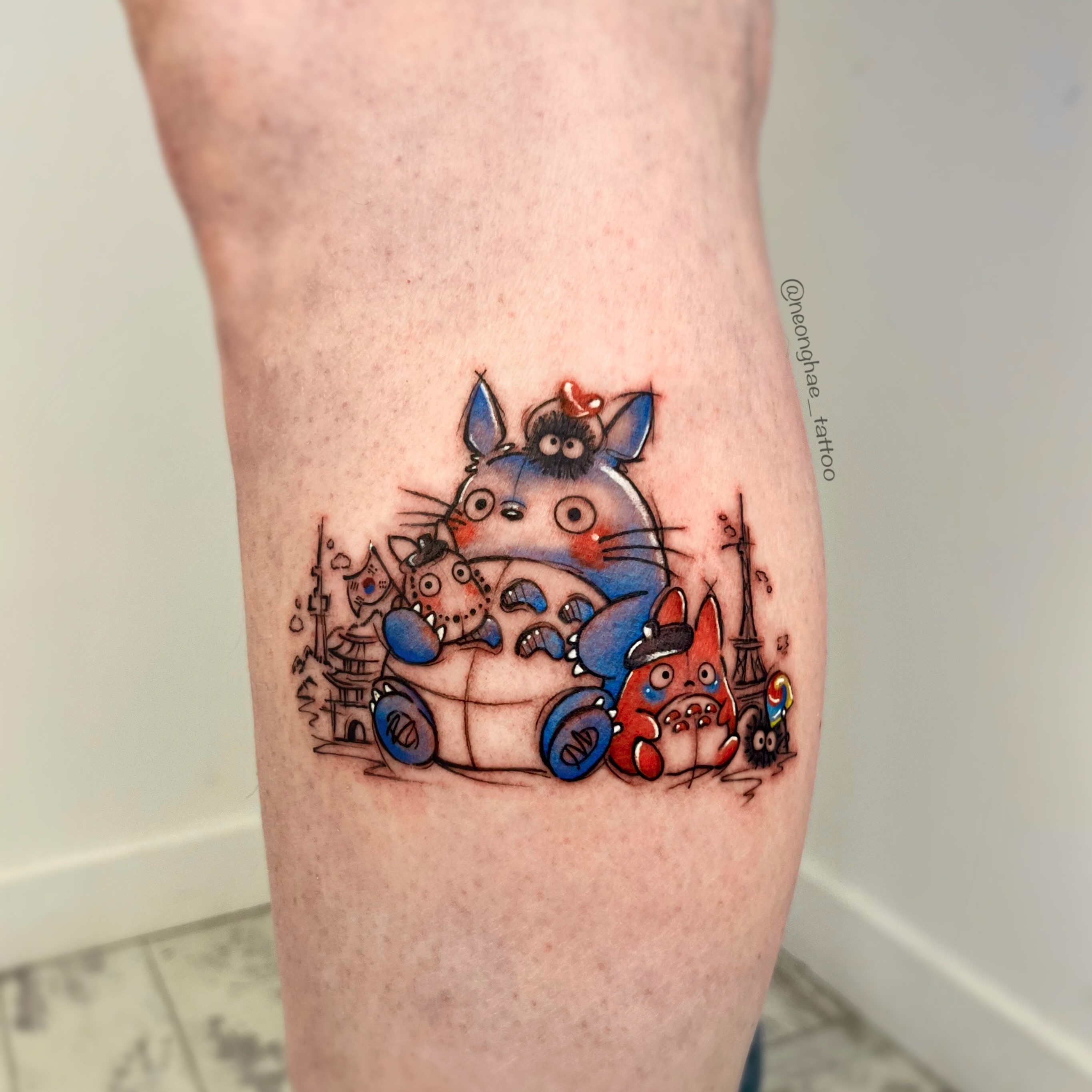 Tattoo by @neonghae_tattoo — dotwork, anime