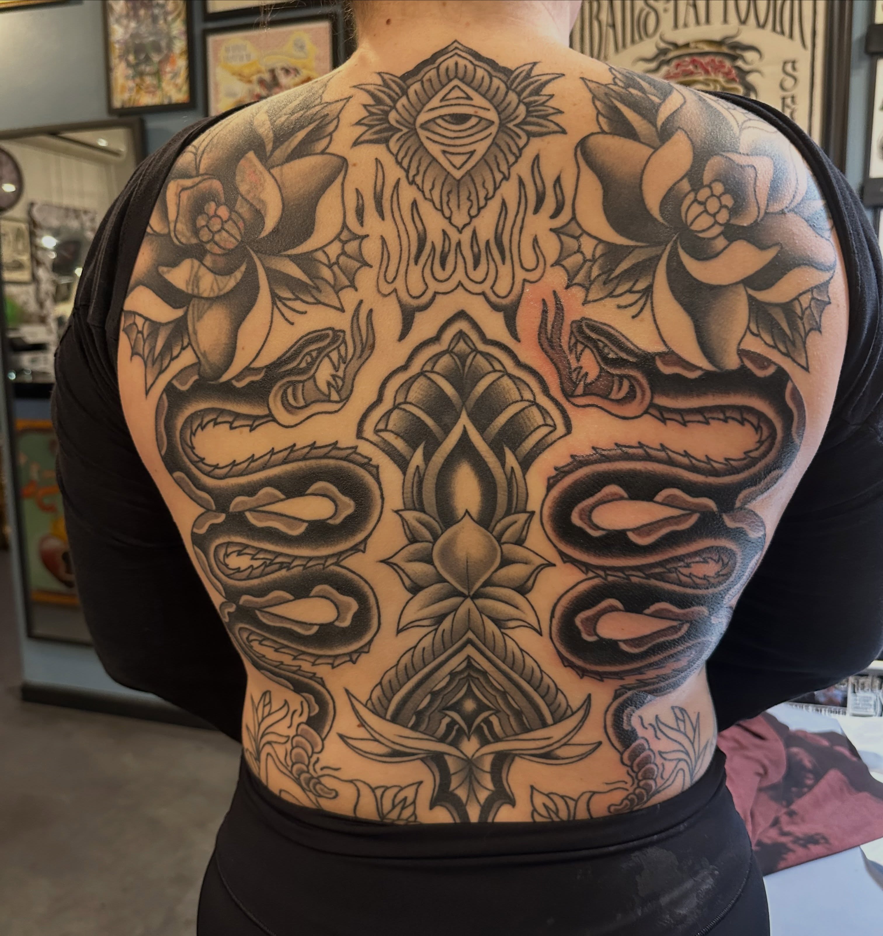 Tattoo by @bails.tattooer — american_traditional, black_and_grey
