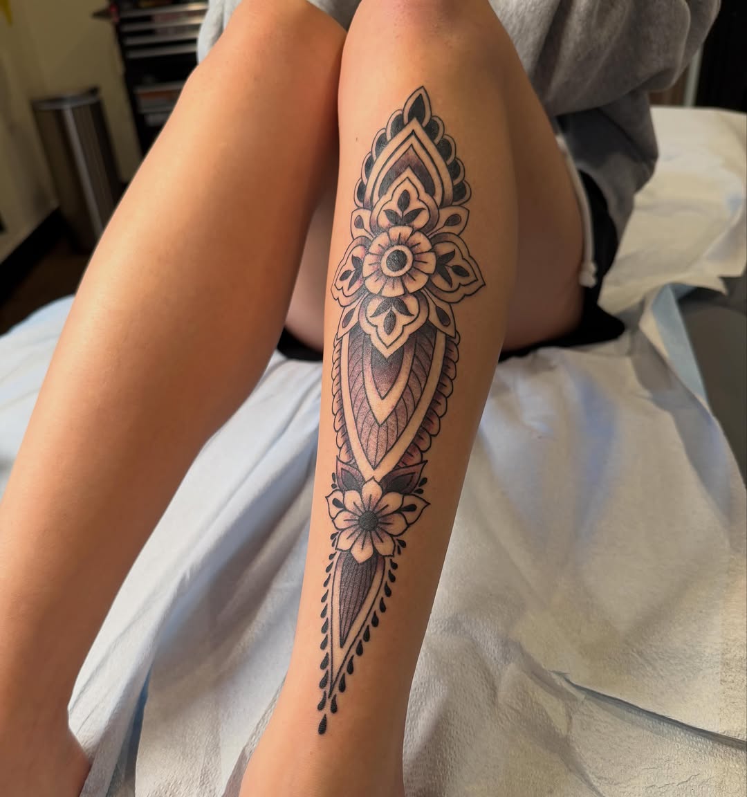 Tattoo by @beccadoodletattoos — ornamental, dotwork