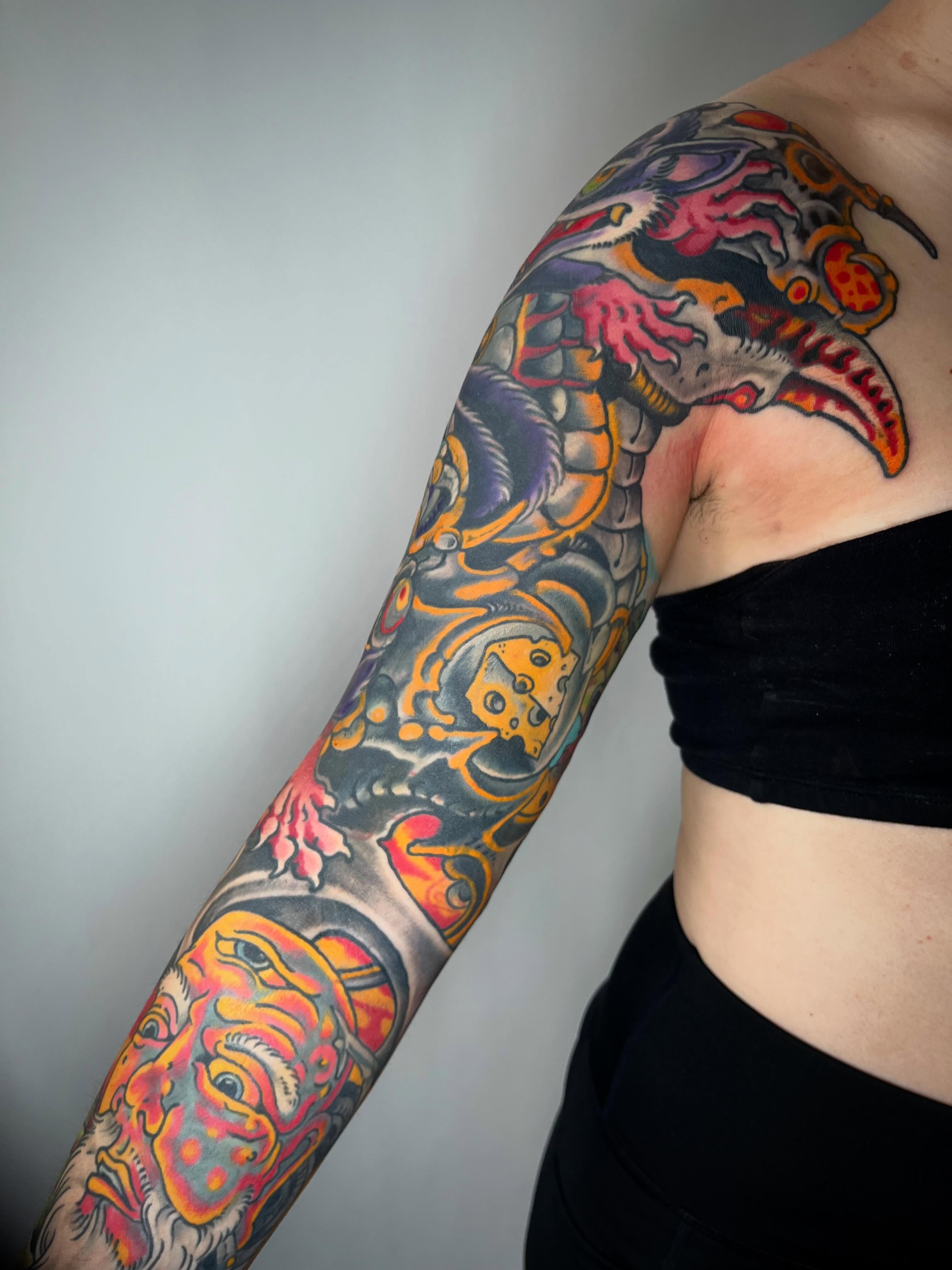 Tattoo by @crookedrain_crookedrain — new_school, japanese_irezumi