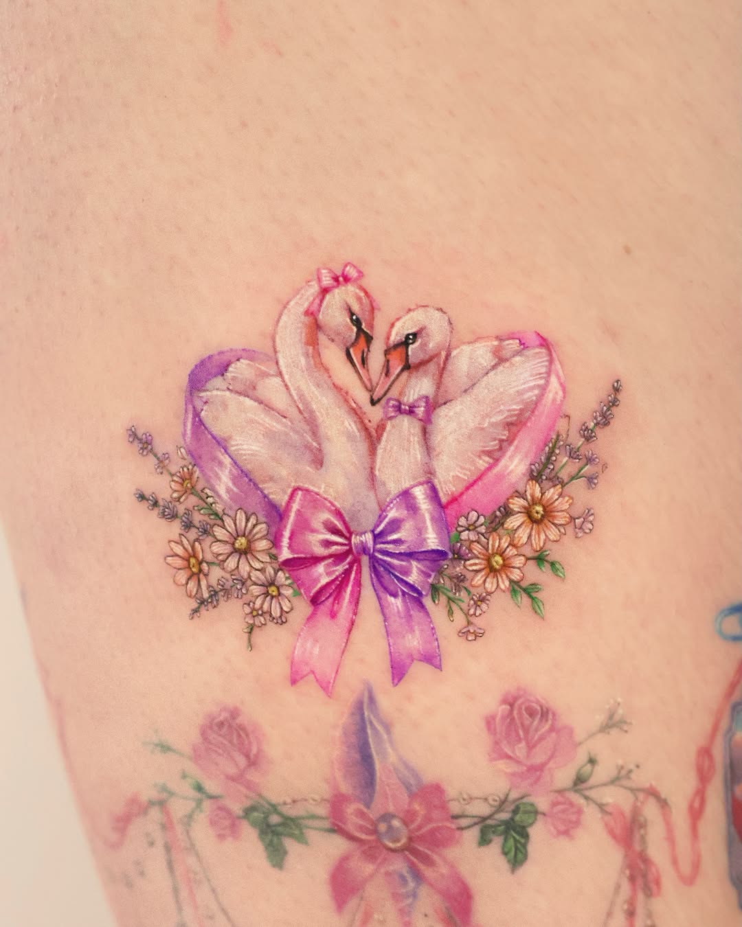 Tattoo by @xrou_tattoo — watercolor, ornamental