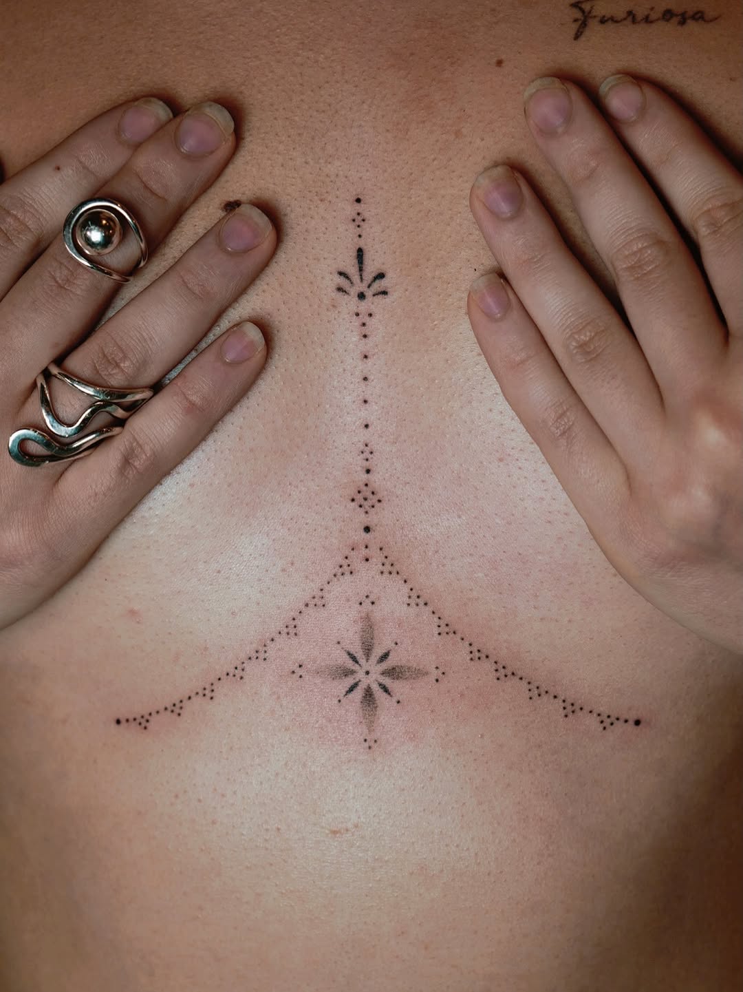 Tattoo by @poeticpokes — dotwork, fine_line