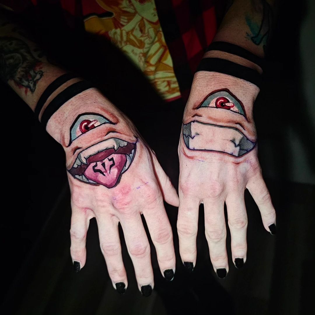 Zombie mouth dark realism tattoo on the hand by Cody Gower Tattoo Artist