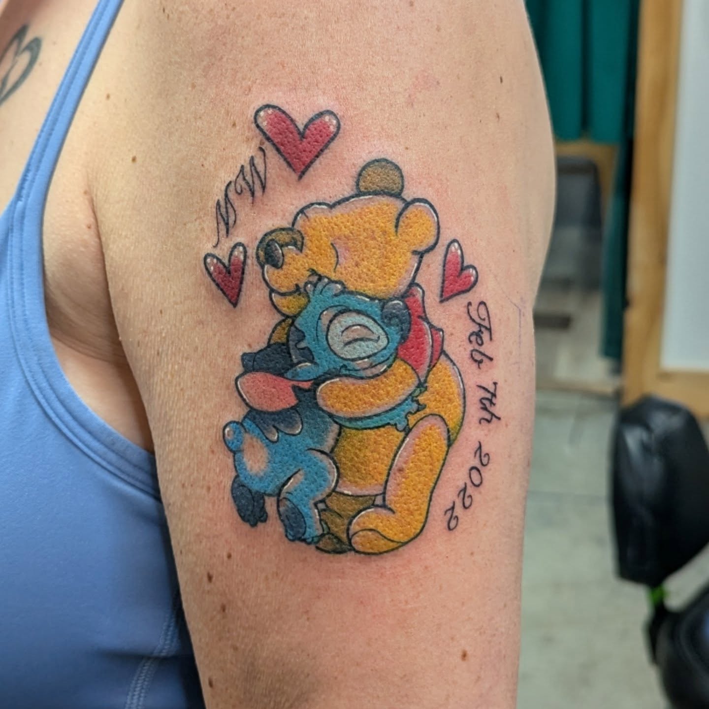 Winnie the Pooh and Piglet dotwork tattoo on the forearm by Nico Capriotti ๐ณ๏ธโ๐