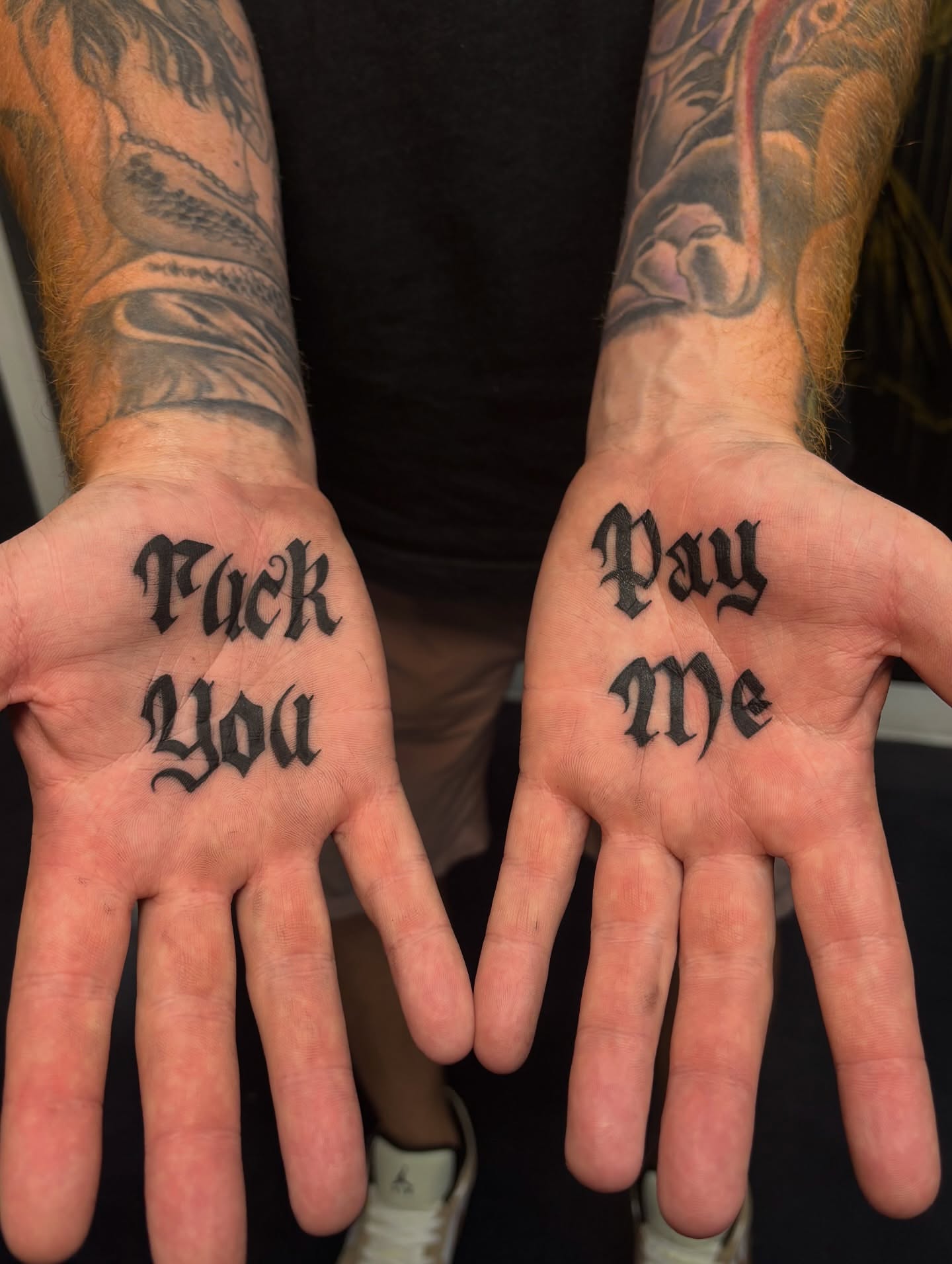 Lettering lettering script tattoo on the hand by Shiann Null