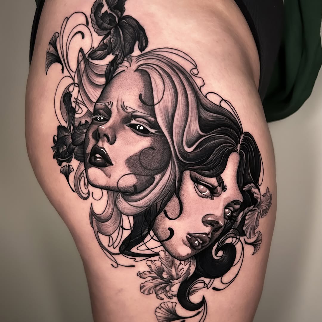 Tattoo by @crystalthornstattoo — black_and_grey, realism