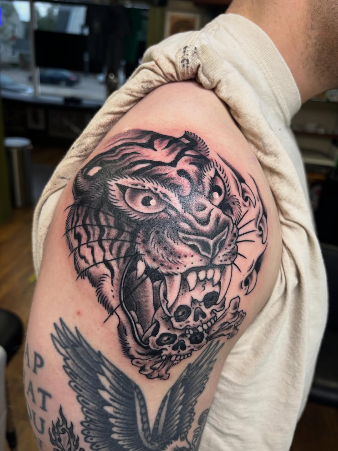 Tattoo by @mikedicheeko — black_and_grey, realism