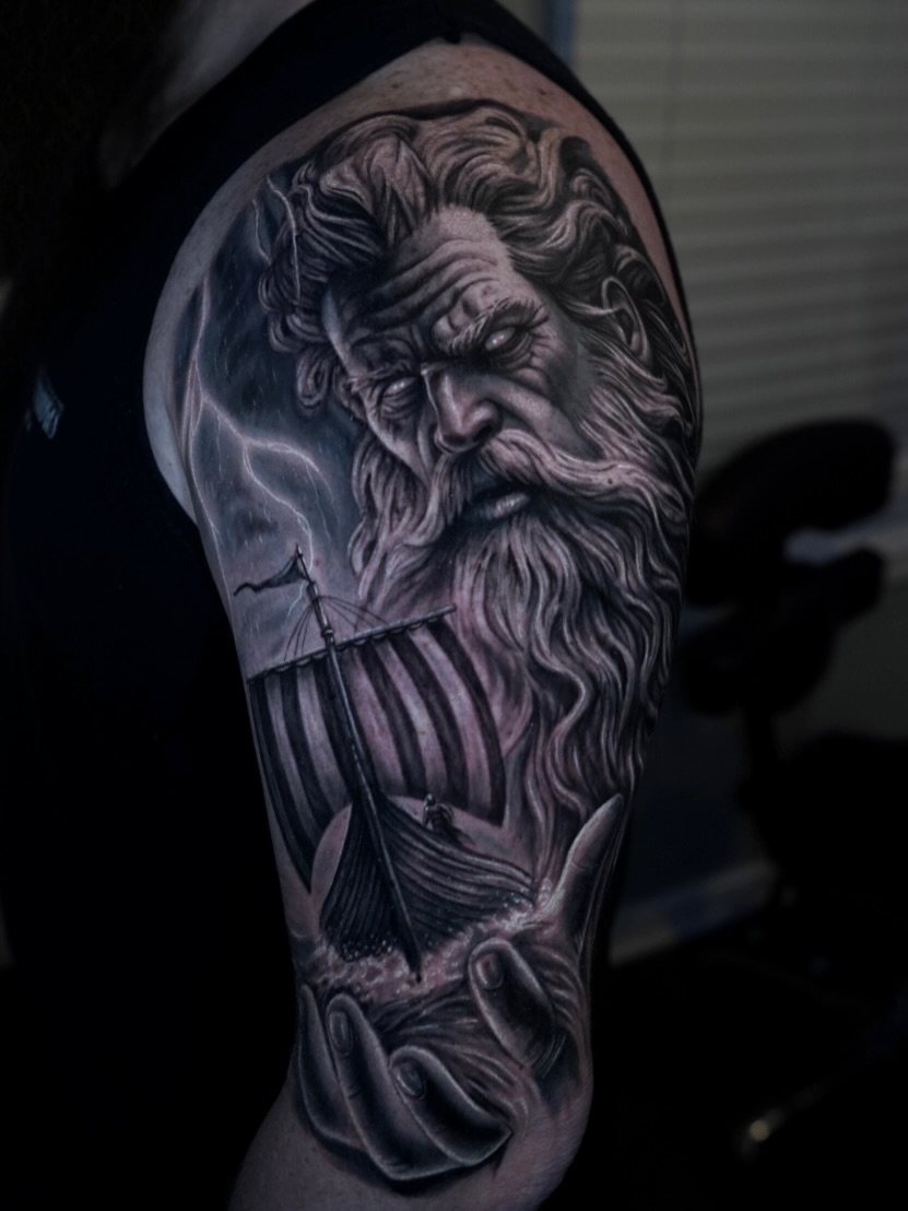 Tattoo by @devinmullentattoos — realism, black_and_grey