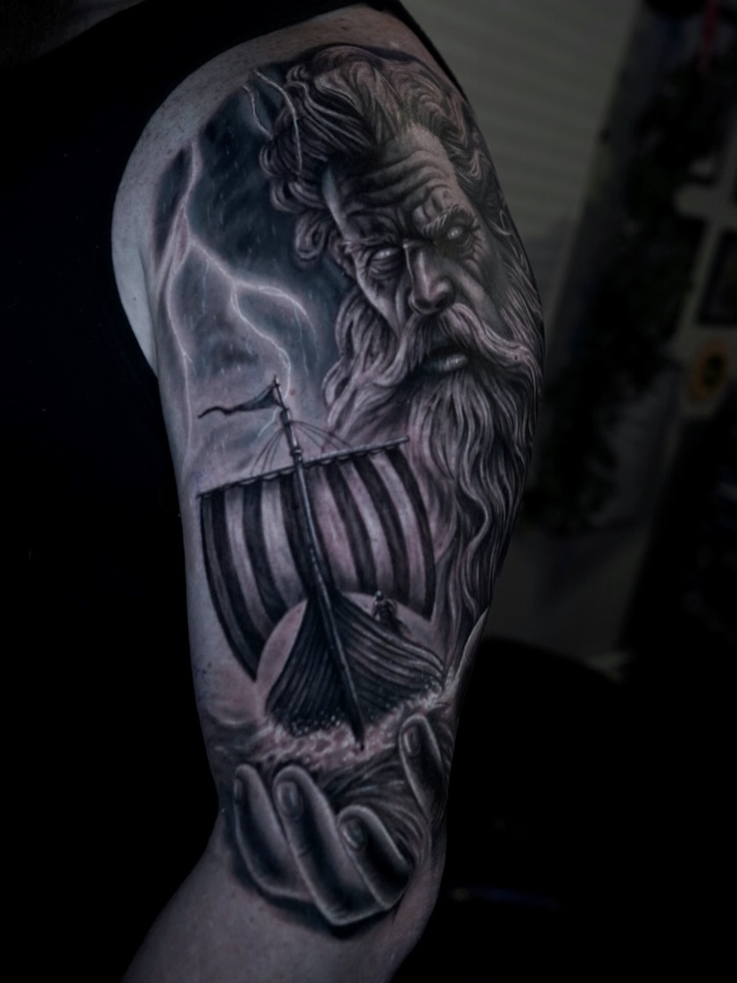 Tattoo by @devinmullentattoos — realism, black_and_grey